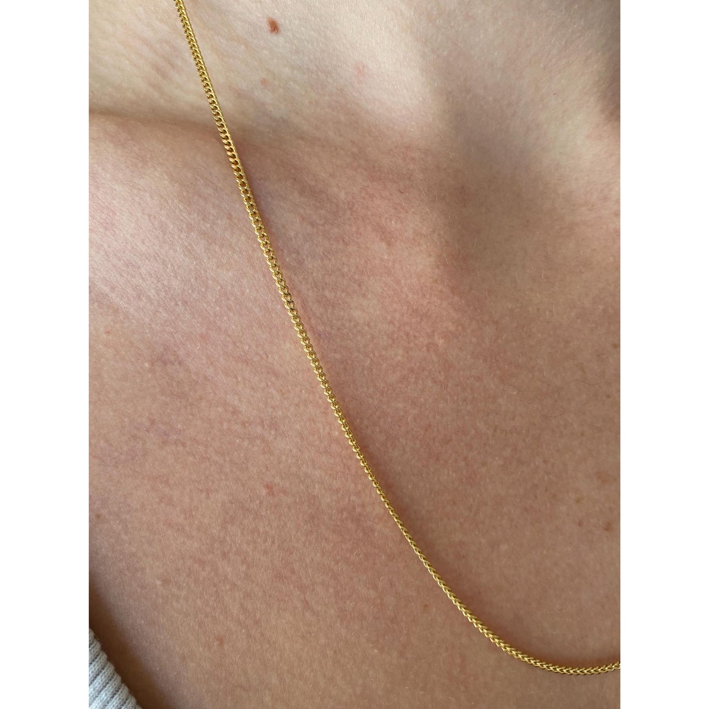 Vintage Solid 18k Yellow Gold Tight Curb Chain Necklace - 20.5 inches