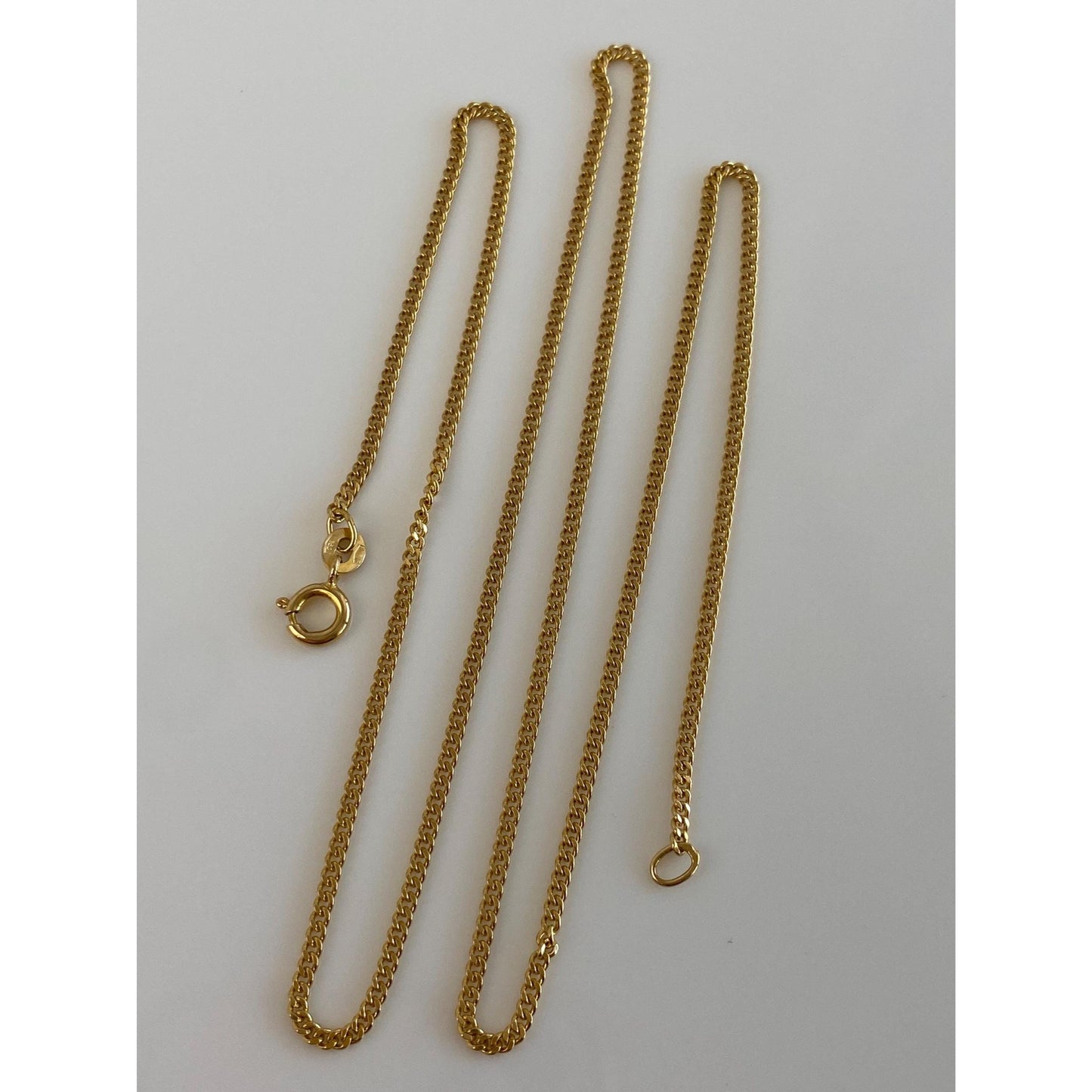 Vintage Solid 18k Yellow Gold Tight Curb Chain Necklace - 20.5 inches