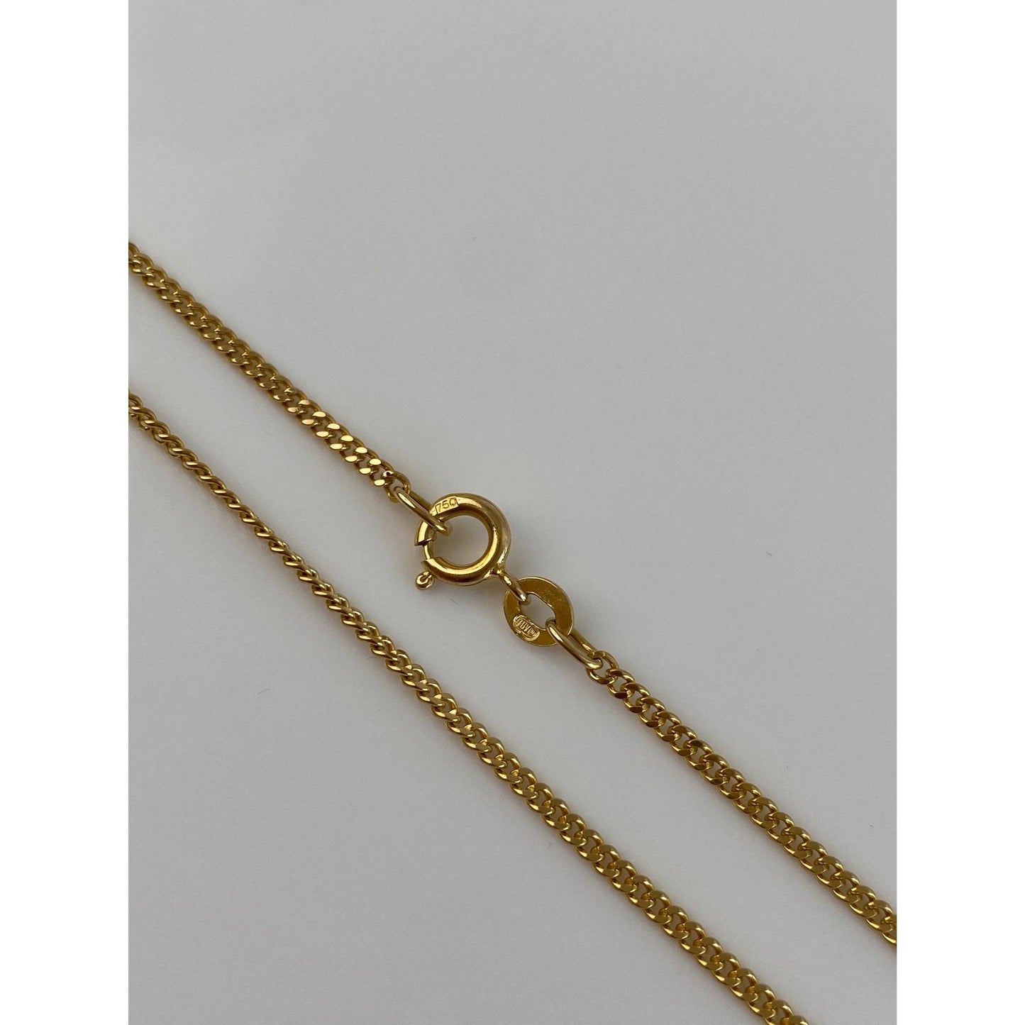 Vintage Solid 18k Yellow Gold Tight Curb Chain Necklace - 20.5 inches