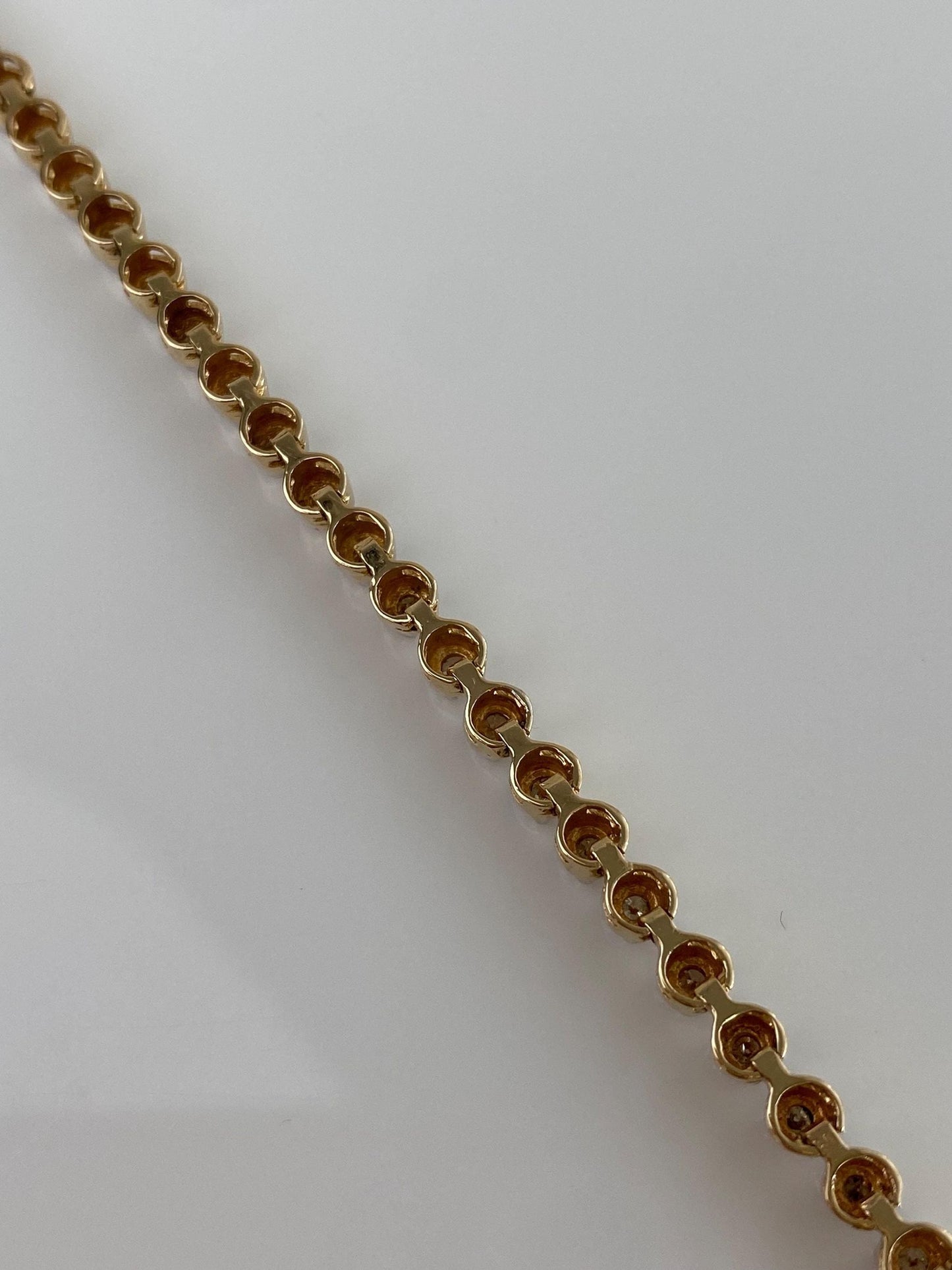 Vintage Solid 14k Yellow Gold Champagne Diamond Tennis Bracelet - 7.25 inches