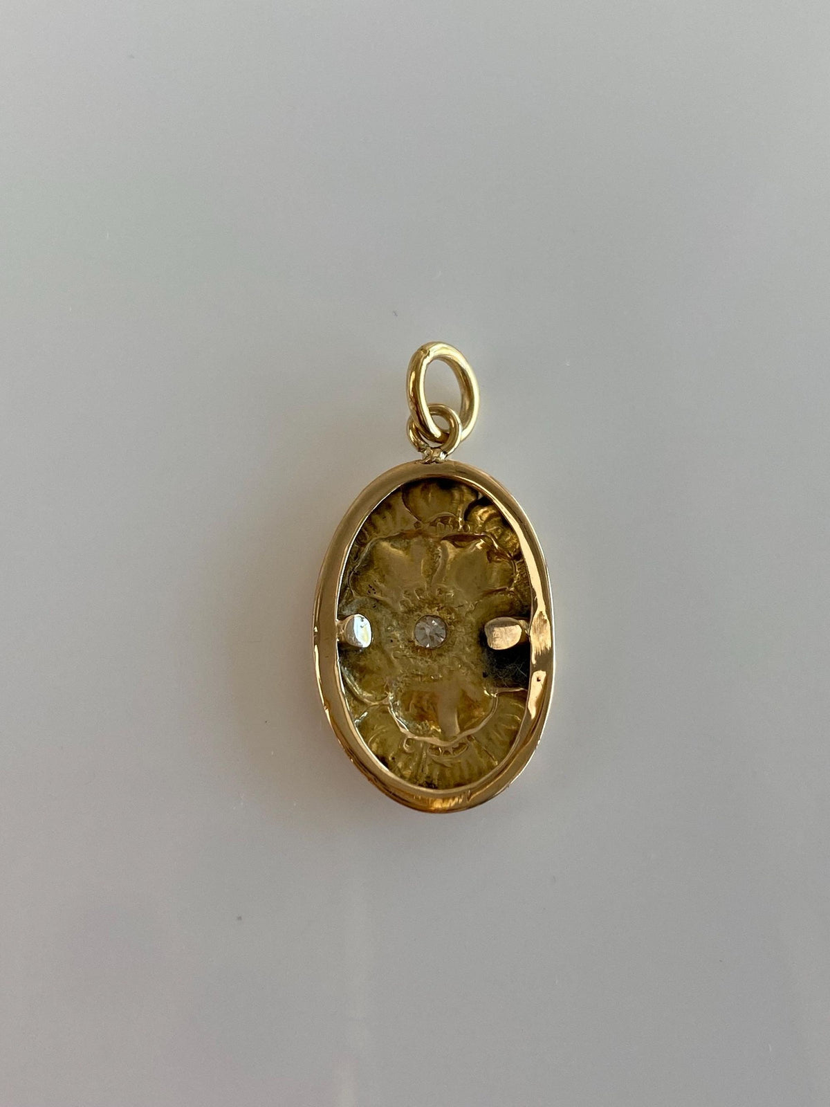 Vintage Solid 18k Yellow Gold Diamond Floral Cufflink Conversion Charm