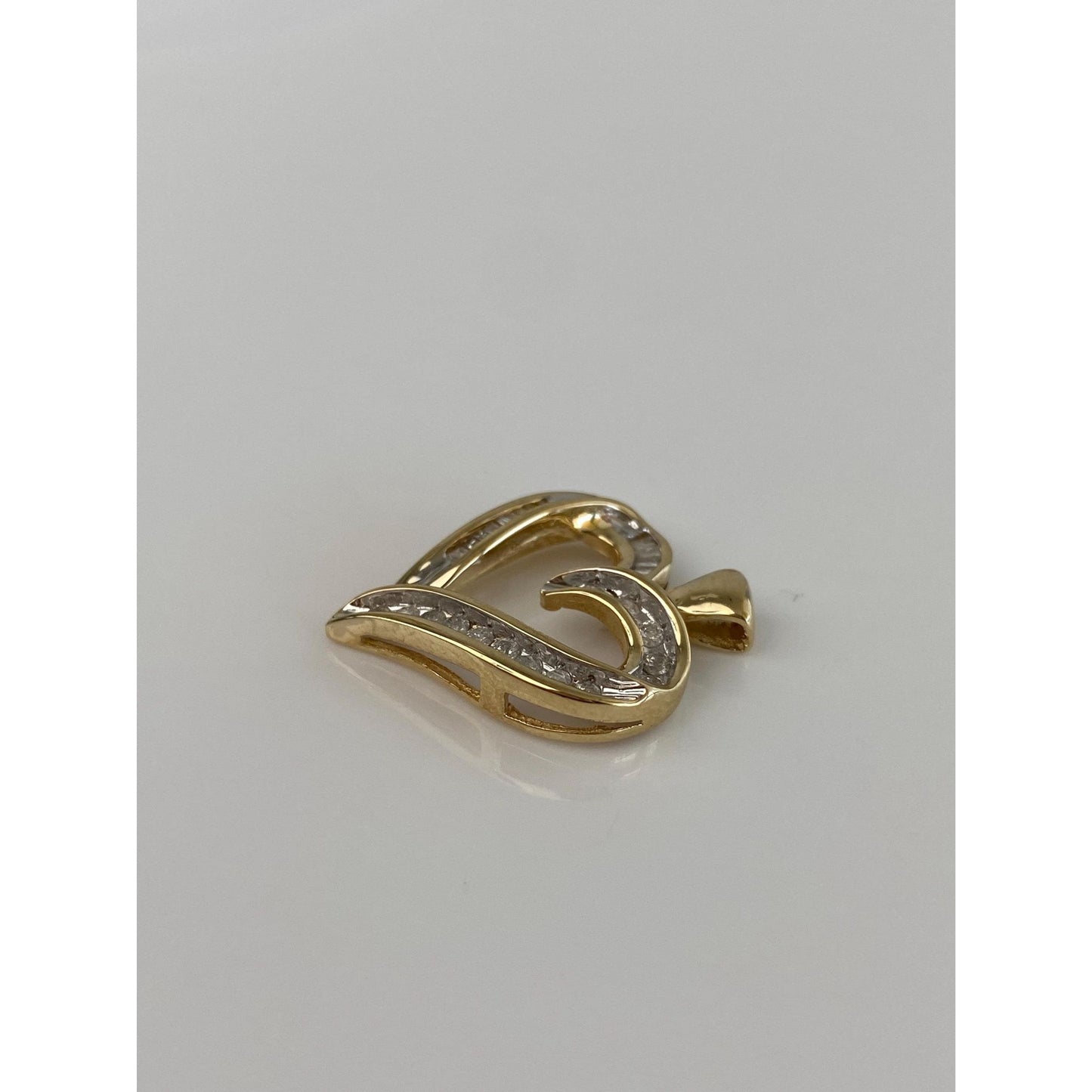 Vintage Solid 10k Yellow Gold Diamond Heart Charm