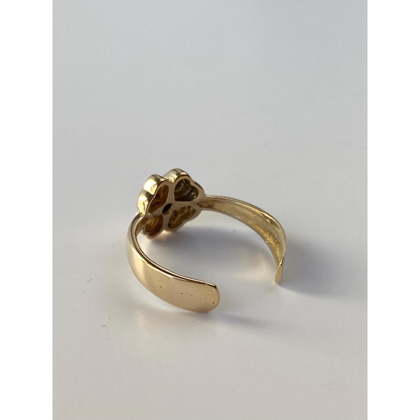 Vintage Solid 14k Yellow Gold Blue Spinel Flower Open Ring - Size 3.5