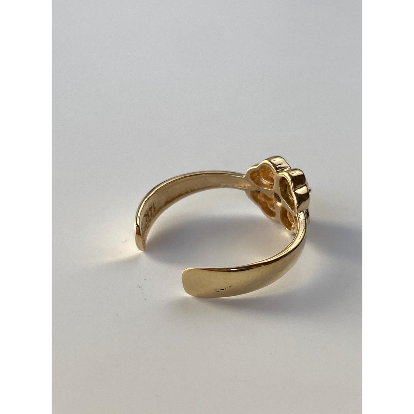 Vintage Solid 14k Yellow Gold Blue Spinel Flower Open Ring - Size 3.5