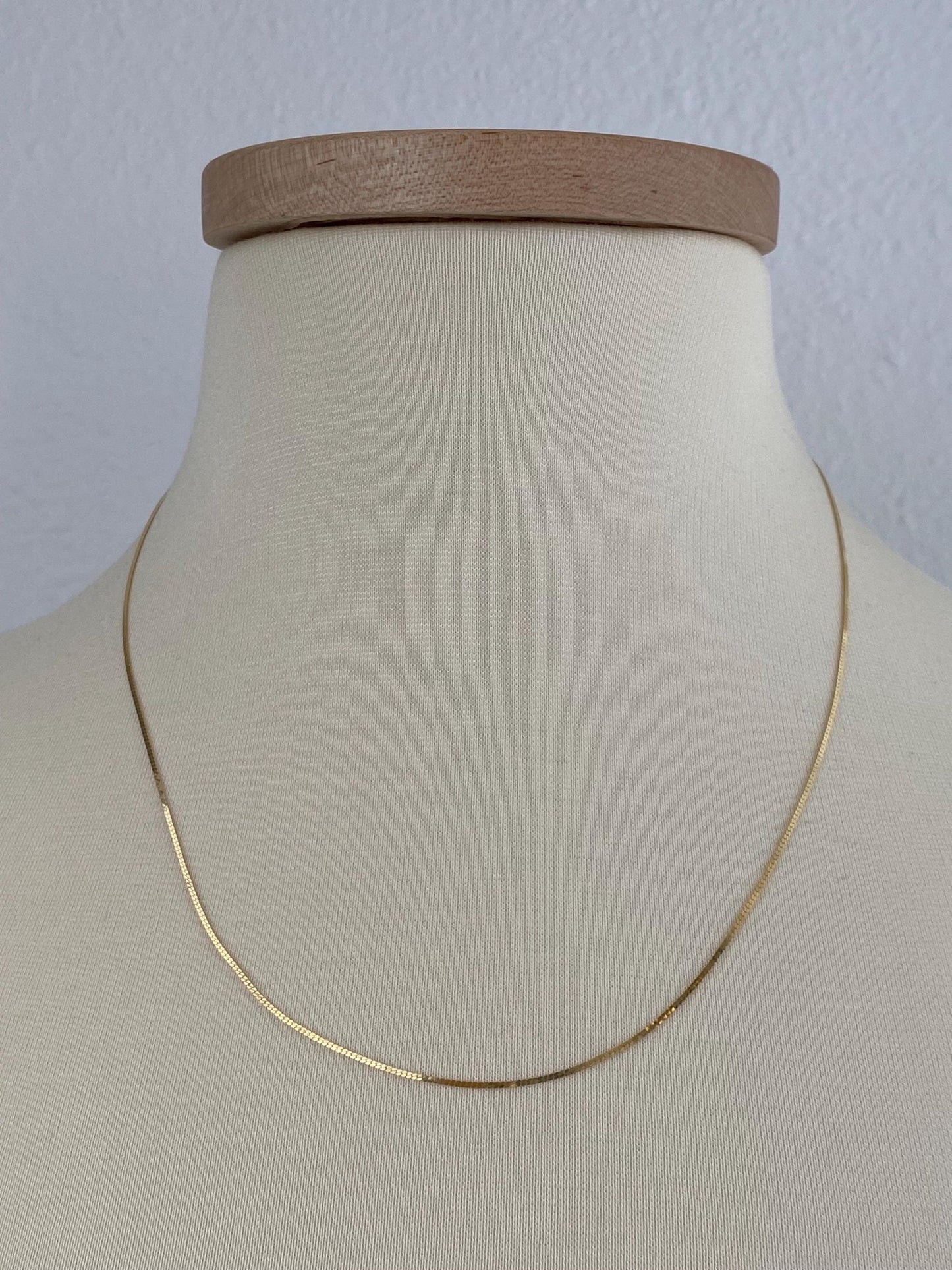 Vintage Solid 14k Yellow Gold Dainty Flat Chain Necklace - 20 inches
