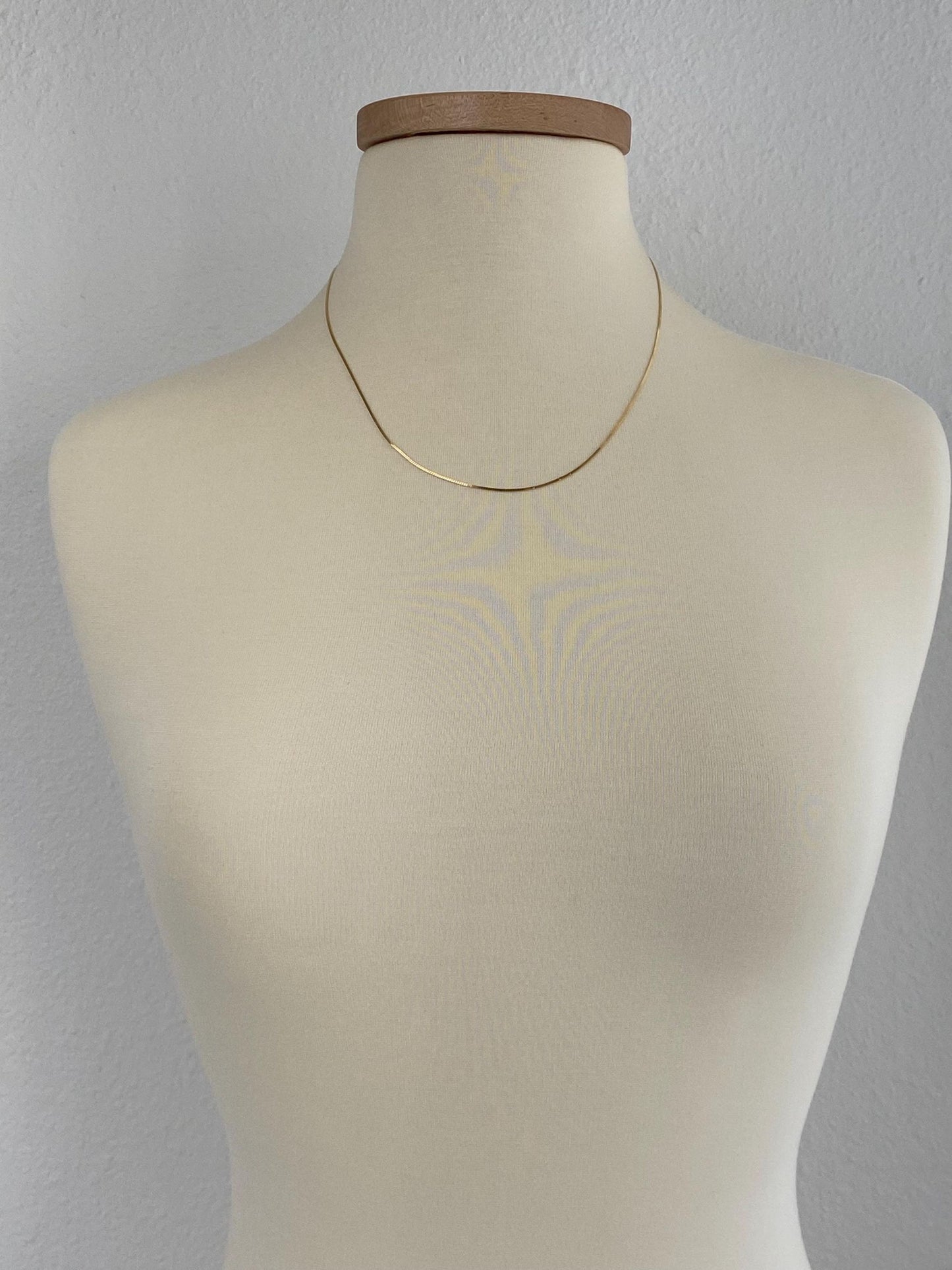 Vintage Solid 14k Yellow Gold Dainty Flat Chain Necklace - 20 inches