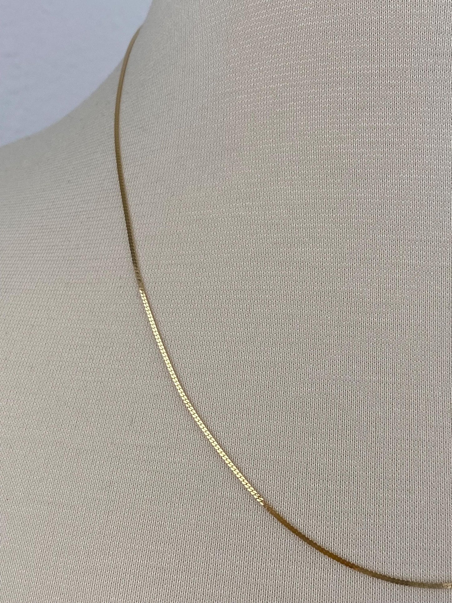 Vintage Solid 14k Yellow Gold Dainty Flat Chain Necklace - 20 inches