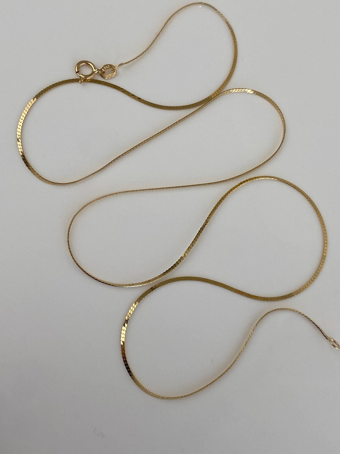 Vintage Solid 14k Yellow Gold Dainty Flat Chain Necklace - 20 inches