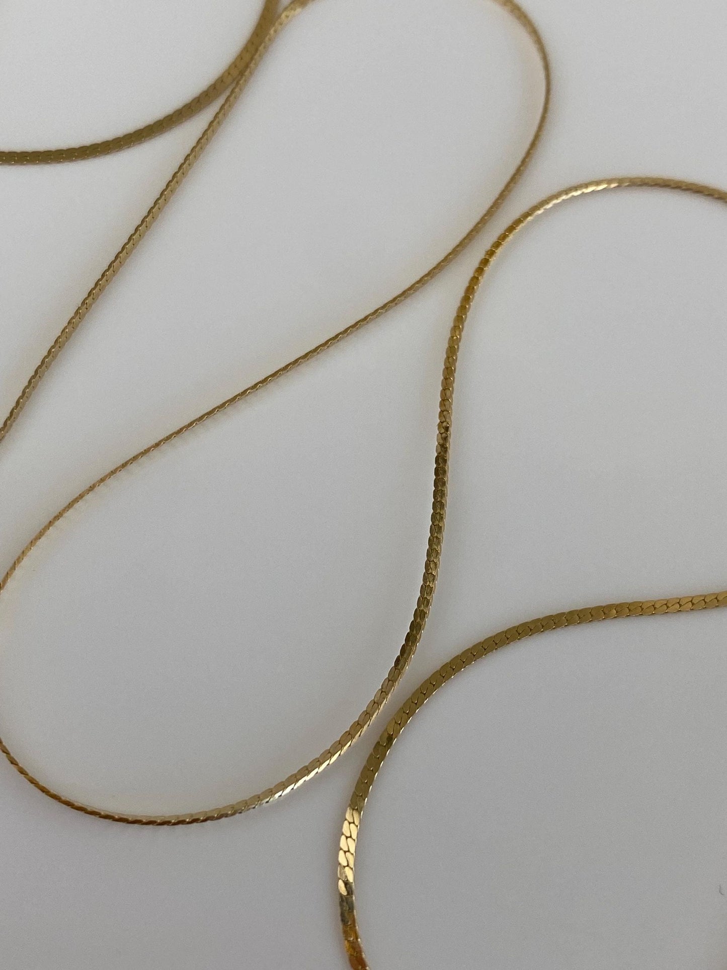 Vintage Solid 14k Yellow Gold Dainty Flat Chain Necklace - 20 inches