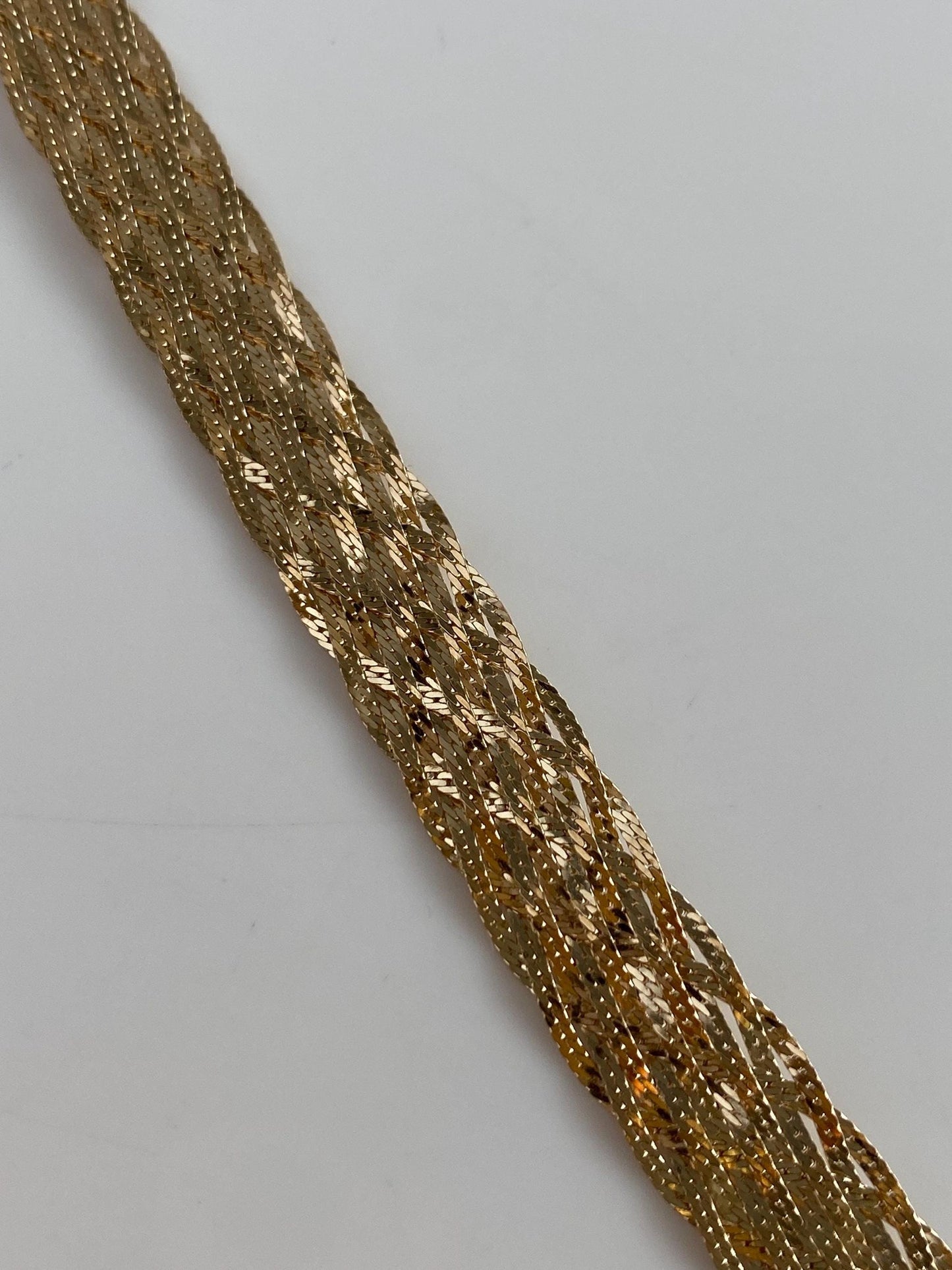 Vintage Solid 14k Yellow Gold Woven Flat Chain Bracelet - 6.75 inches
