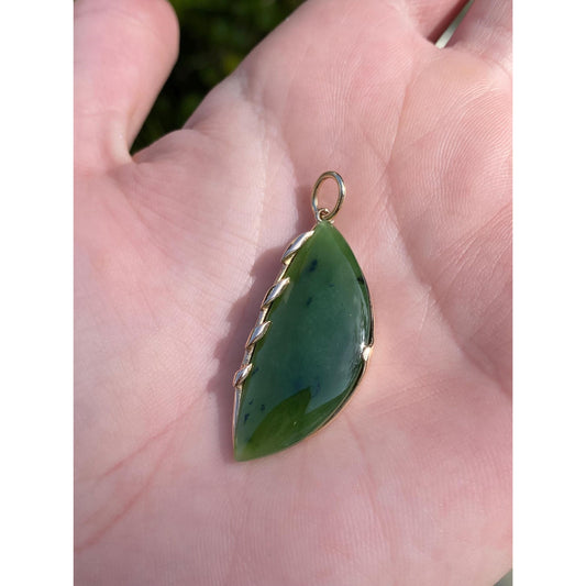 Vintage Solid 10k Yellow Gold Jade Charm