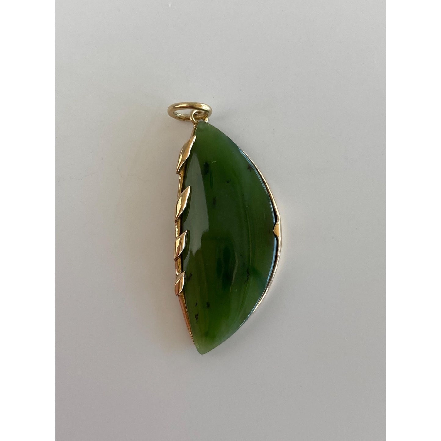Vintage Solid 10k Yellow Gold Jade Charm
