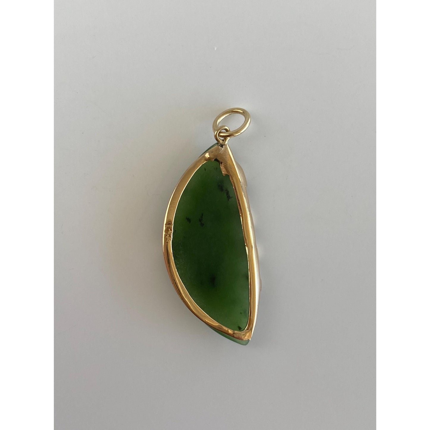 Vintage Solid 10k Yellow Gold Jade Charm