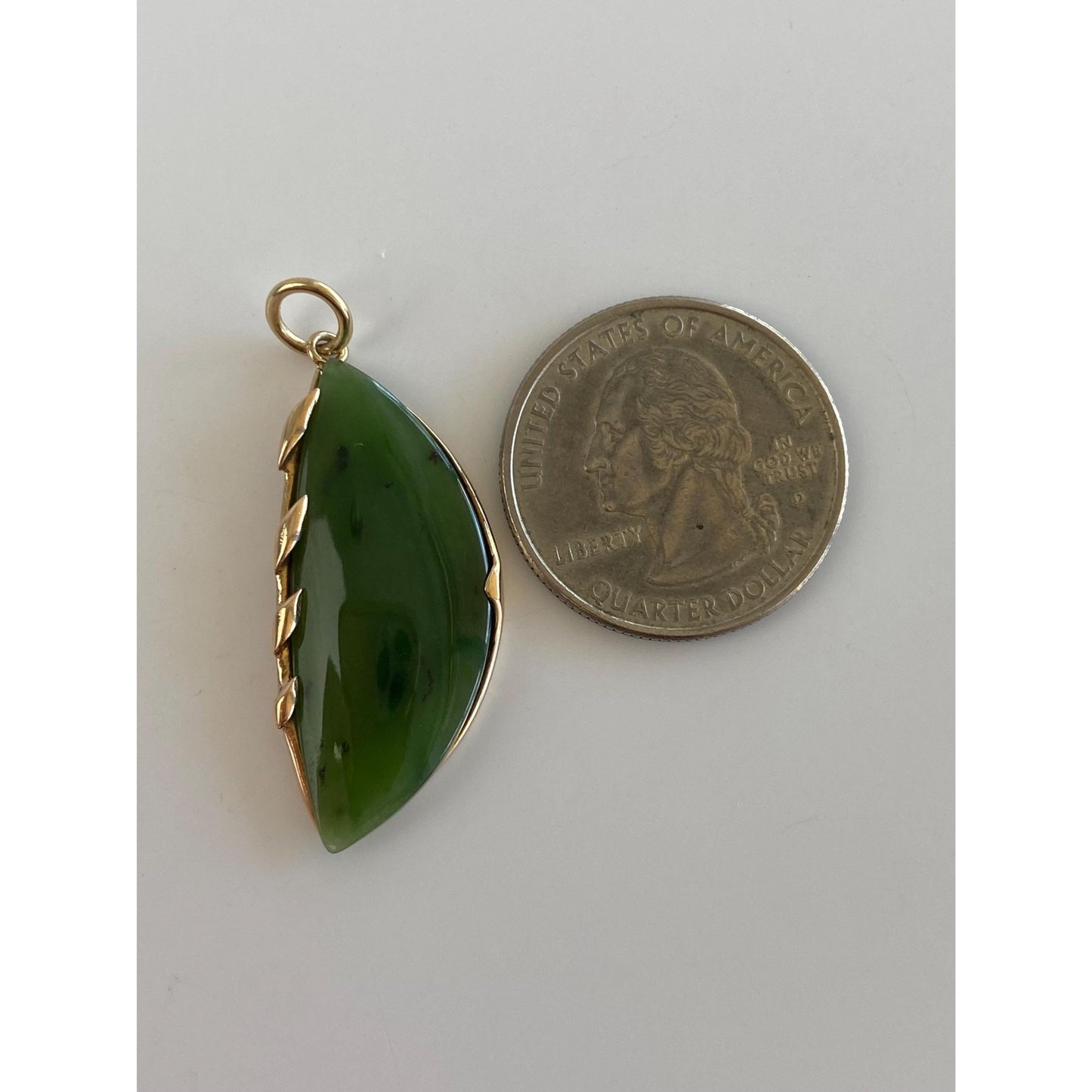 Vintage Solid 10k Yellow Gold Jade Charm