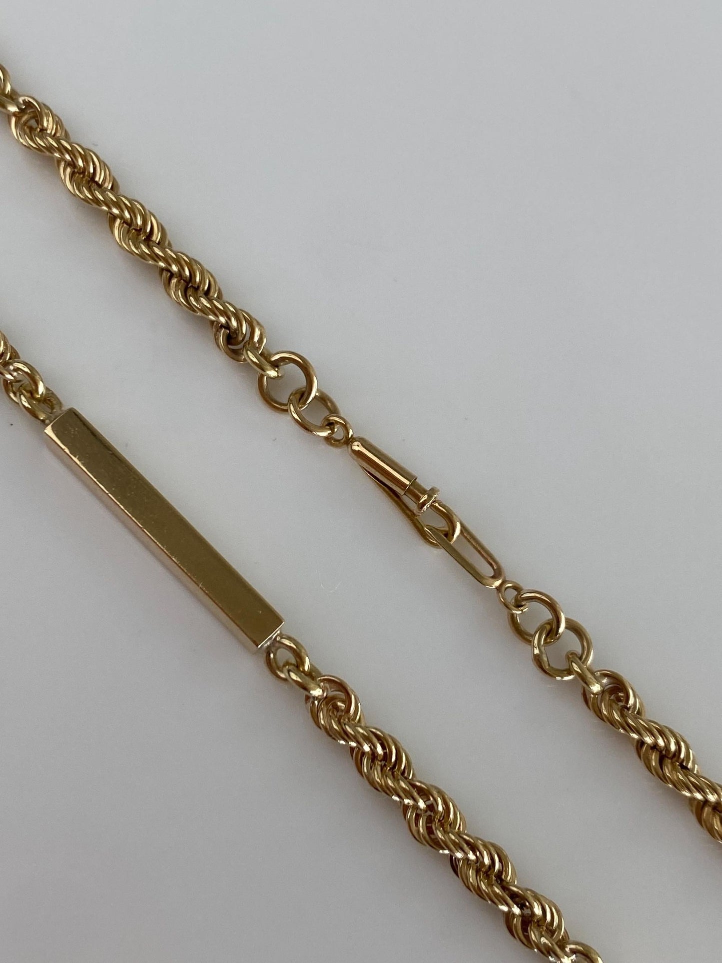 Vintage Solid 14k Yellow Gold Bar Link Rope Chain Necklace - 19.75 inches