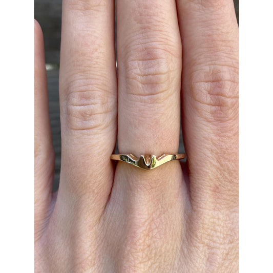 Vintage Solid 14k Yellow Gold Ring Topper Chevron Ring - Size 5.75