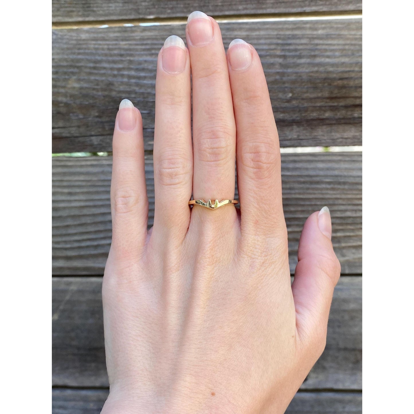 Vintage Solid 14k Yellow Gold Ring Topper Chevron Ring - Size 5.75