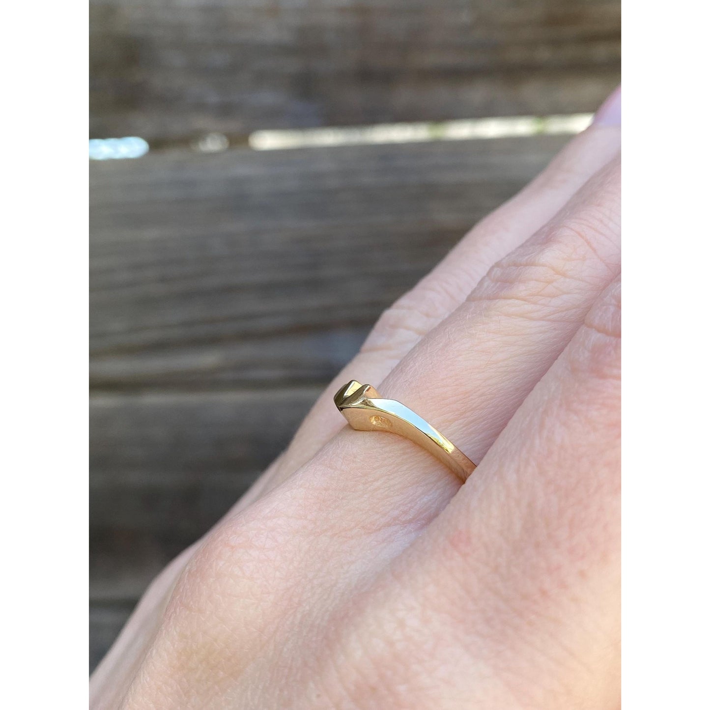Vintage Solid 14k Yellow Gold Ring Topper Chevron Ring - Size 5.75