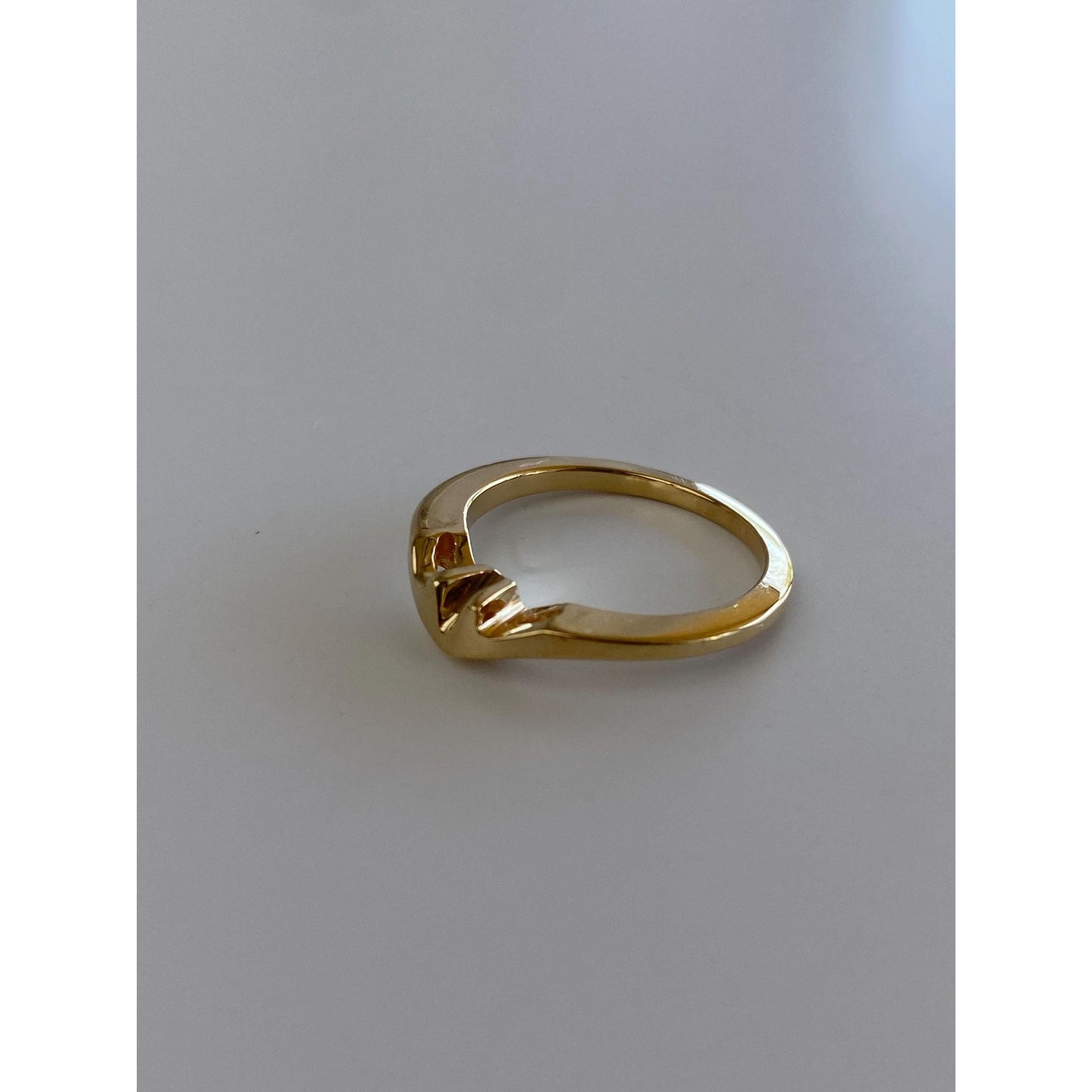 Vintage Solid 14k Yellow Gold Ring Topper Chevron Ring - Size 5.75
