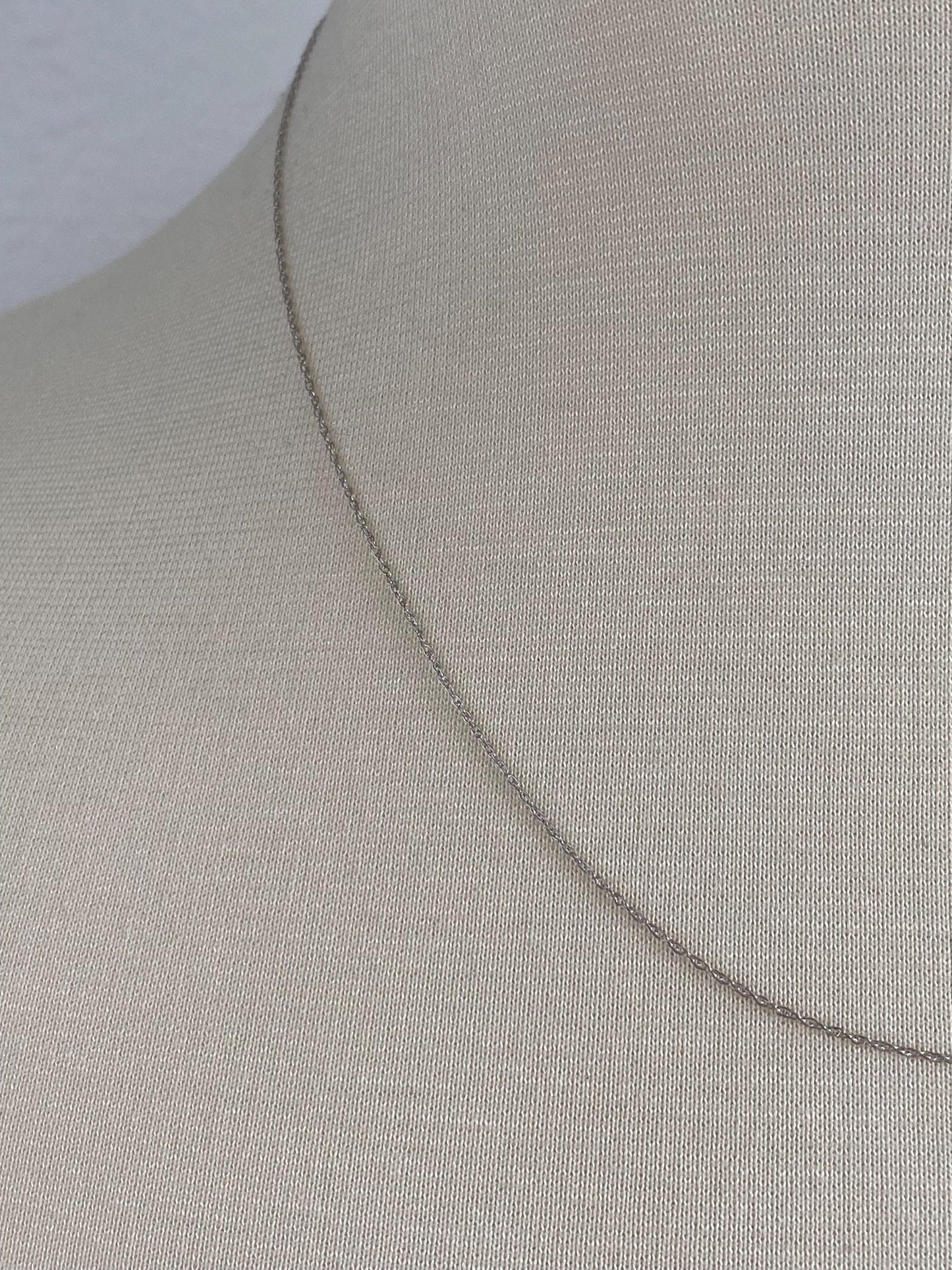 Vintage Solid 10k White Gold Dainty Chain Necklace - 18.25 inches