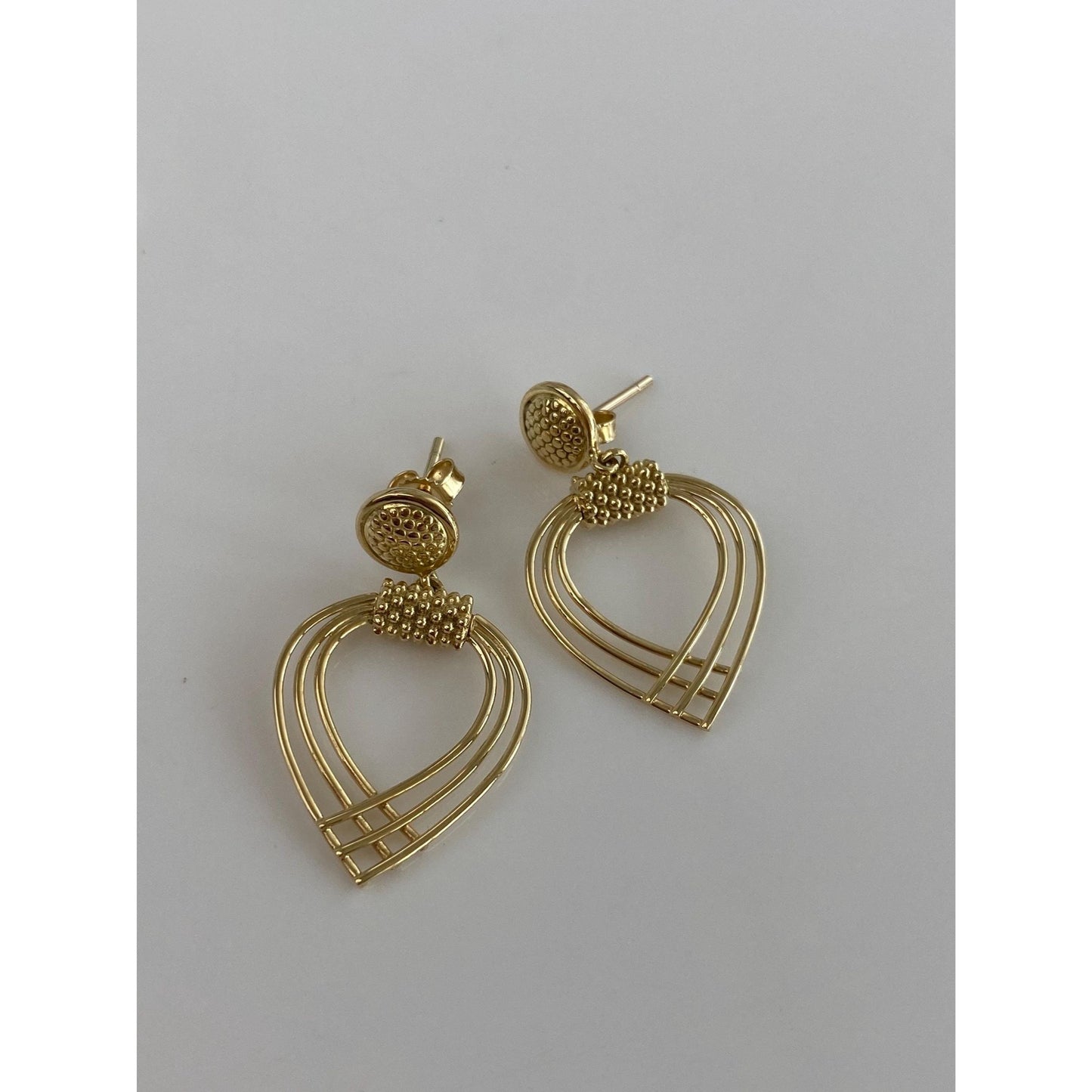Vintage Solid 18k Yellow Gold Dangle Stud Earrings