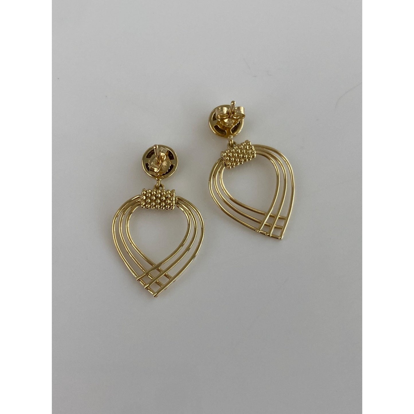 Vintage Solid 18k Yellow Gold Dangle Stud Earrings