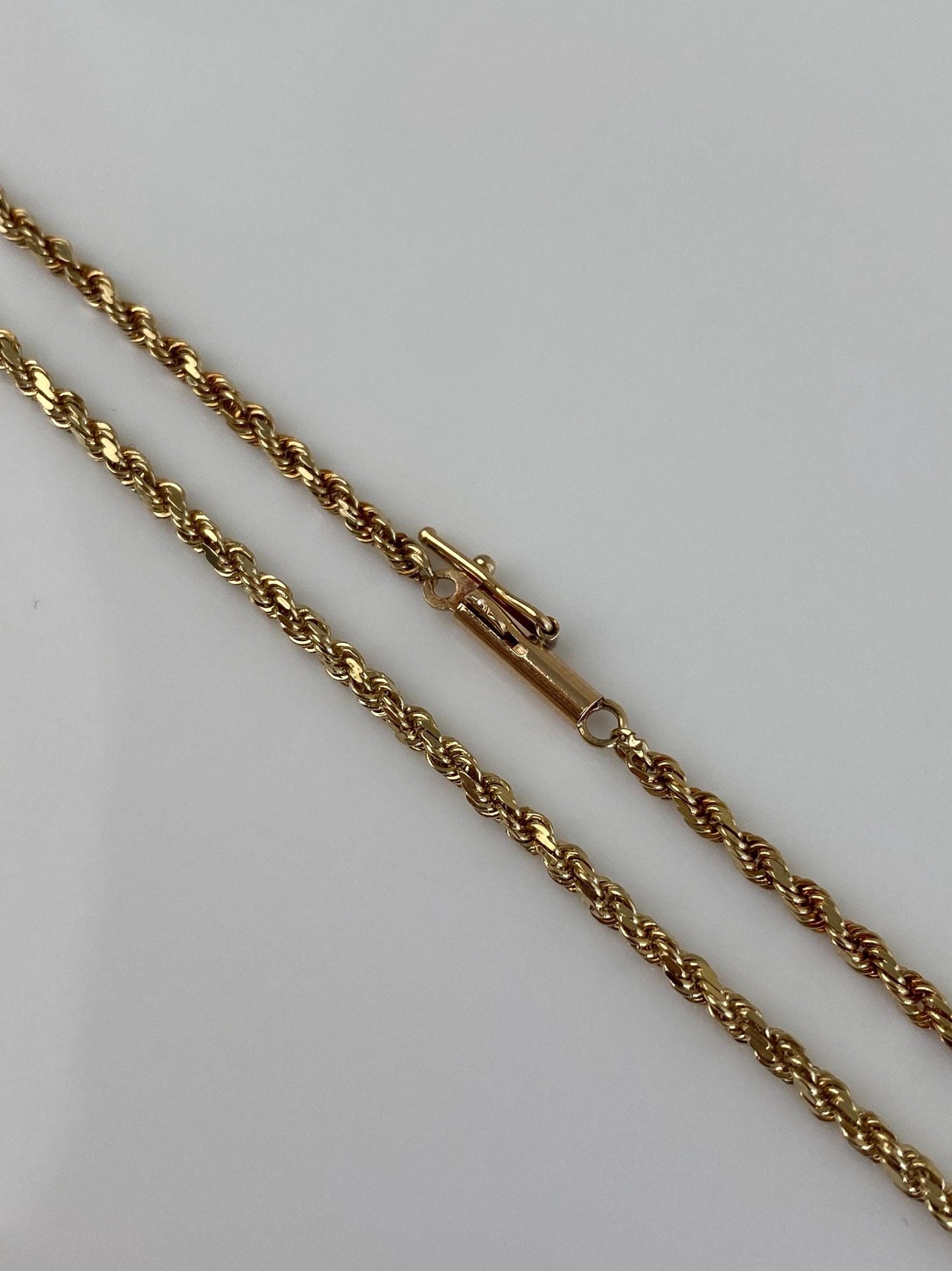 Vintage Solid 14k Yellow Gold Slim Rope Chain Necklace - 15.5 inches