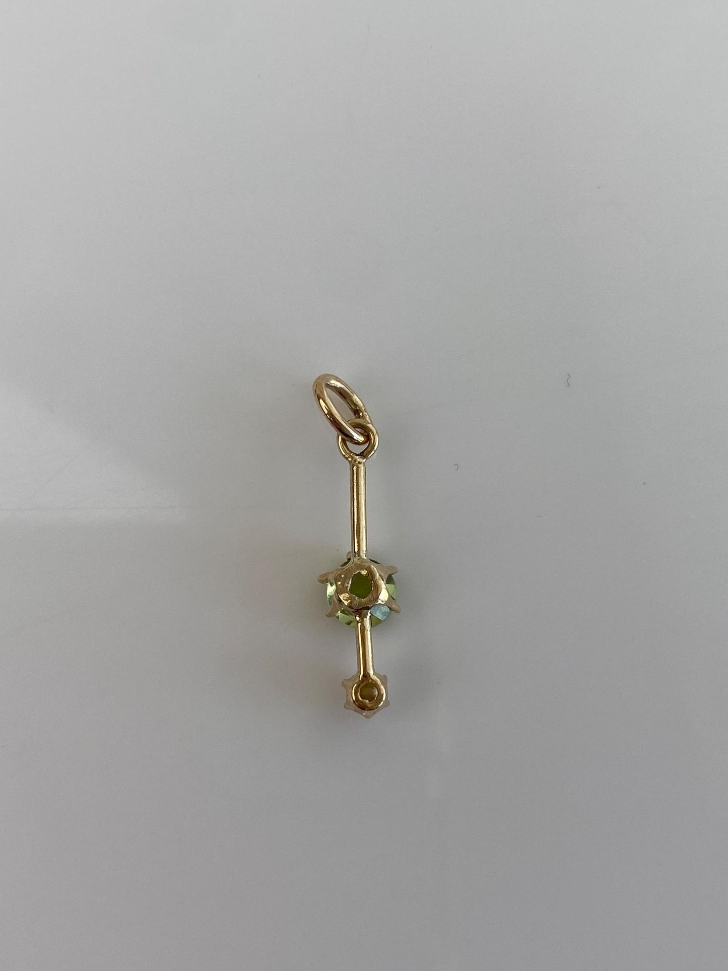 Vintage Solid 14k Yellow Gold Peridot Pearl Charm
