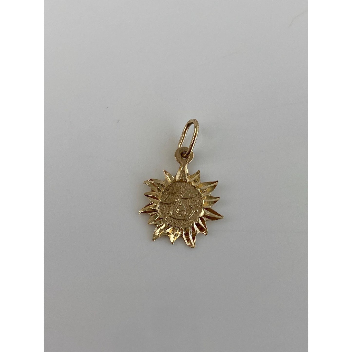Vintage Solid 14k Yellow Gold Diamond Cut Sun Charm