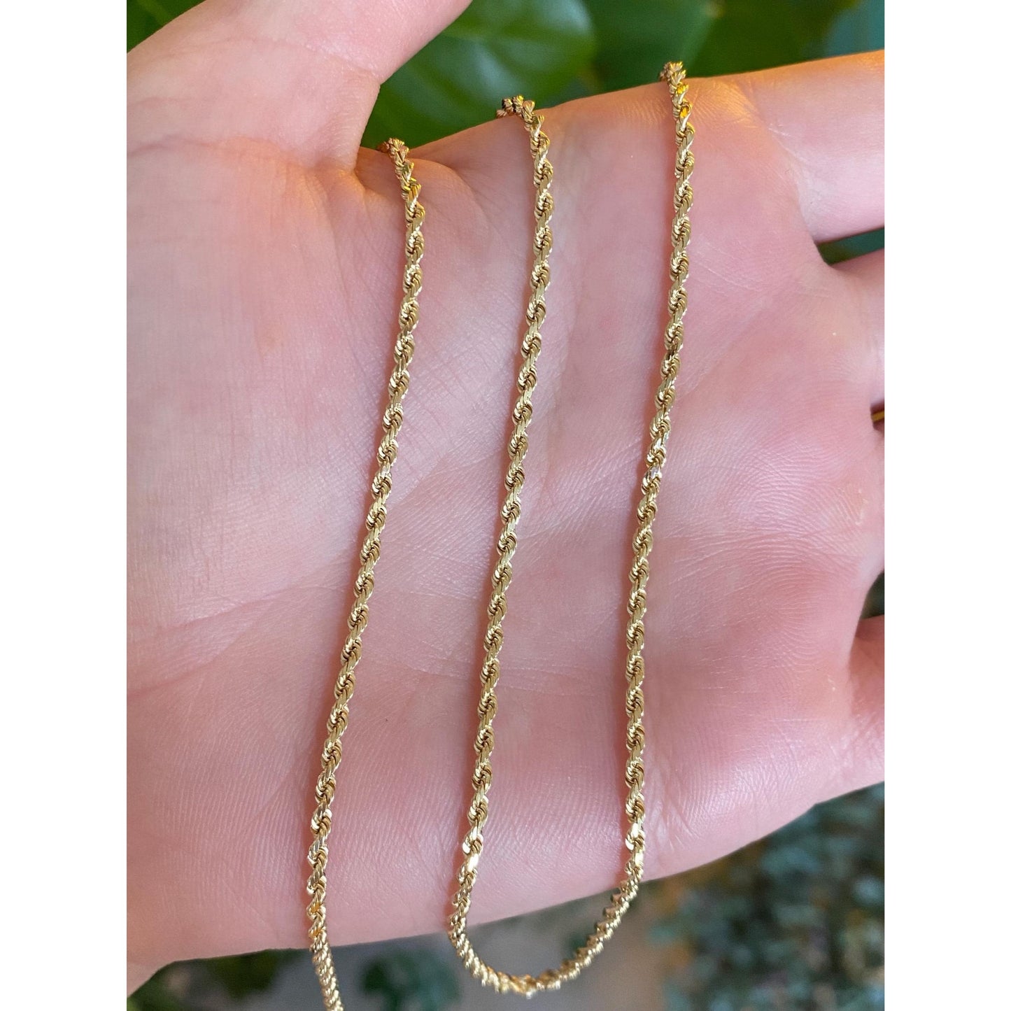 Vintage Solid 14k Yellow Gold Slim Diamond Cut Rope Chain Necklace - 19.75 inches
