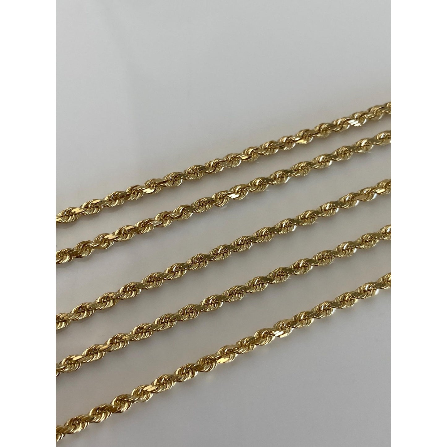 Vintage Solid 14k Yellow Gold Slim Diamond Cut Rope Chain Necklace - 19.75 inches
