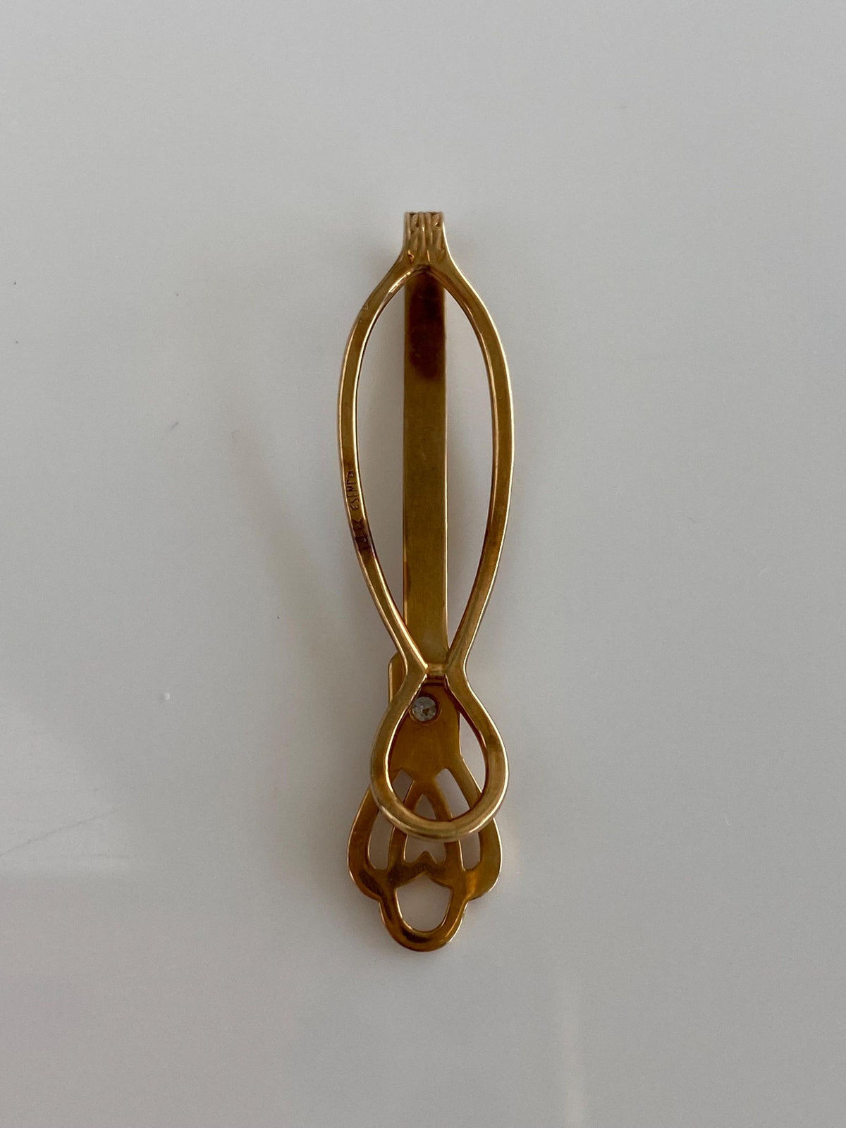 Vintage Solid 14k White & Yellow Gold Diamond Designed Money Clip