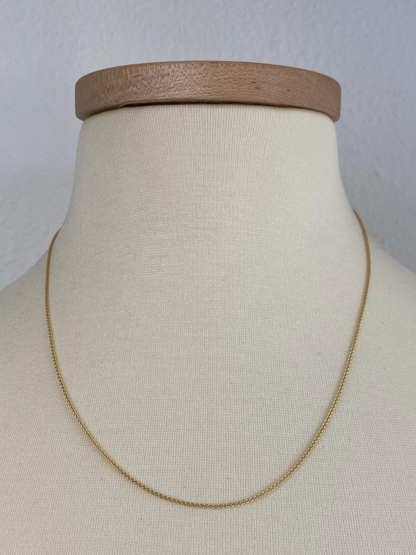 Vintage Solid 14k Yellow Gold Slim Wheat Chain Necklace - 20 inches