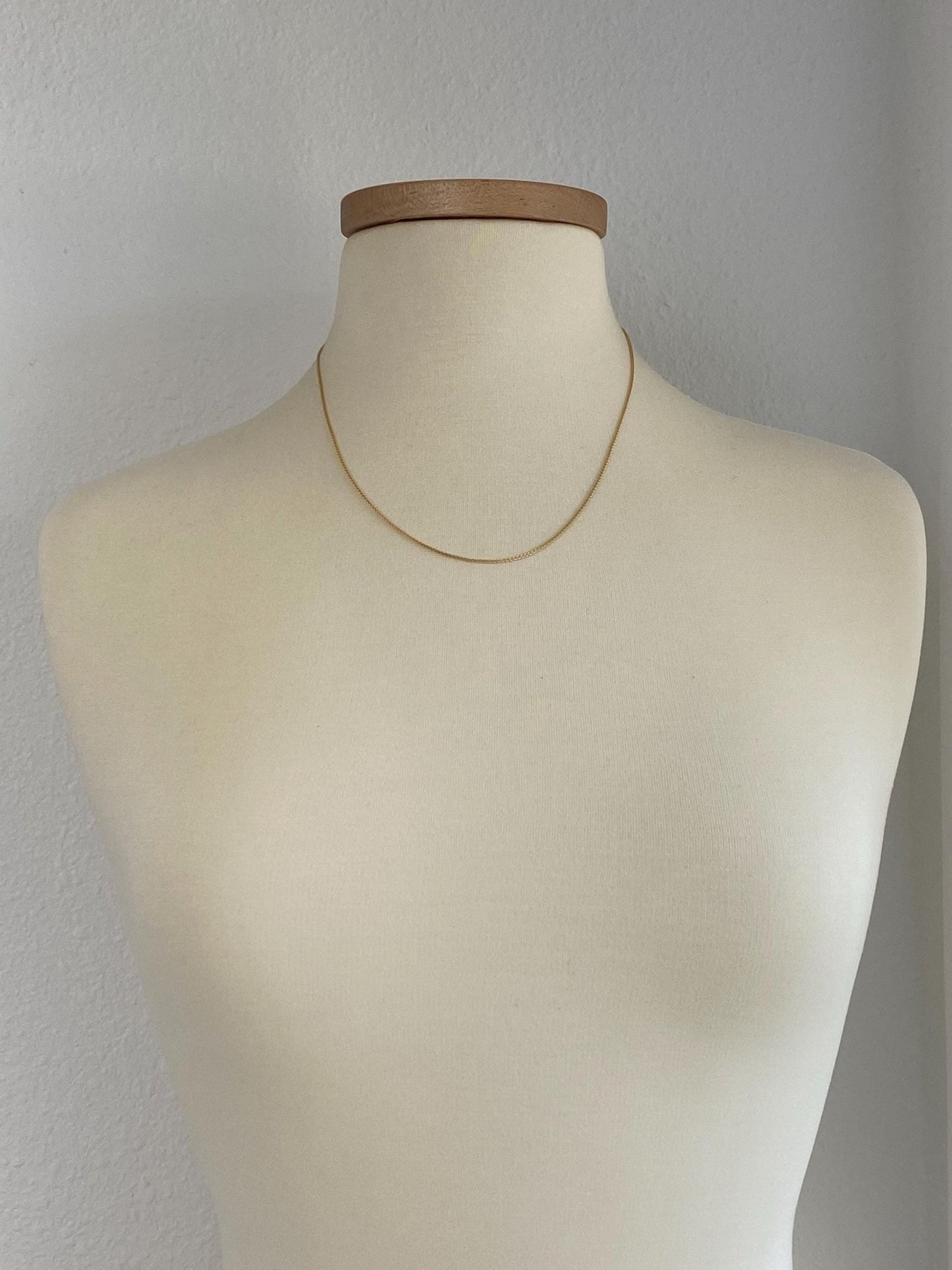 Vintage Solid 14k Yellow Gold Slim Wheat Chain Necklace - 20 inches