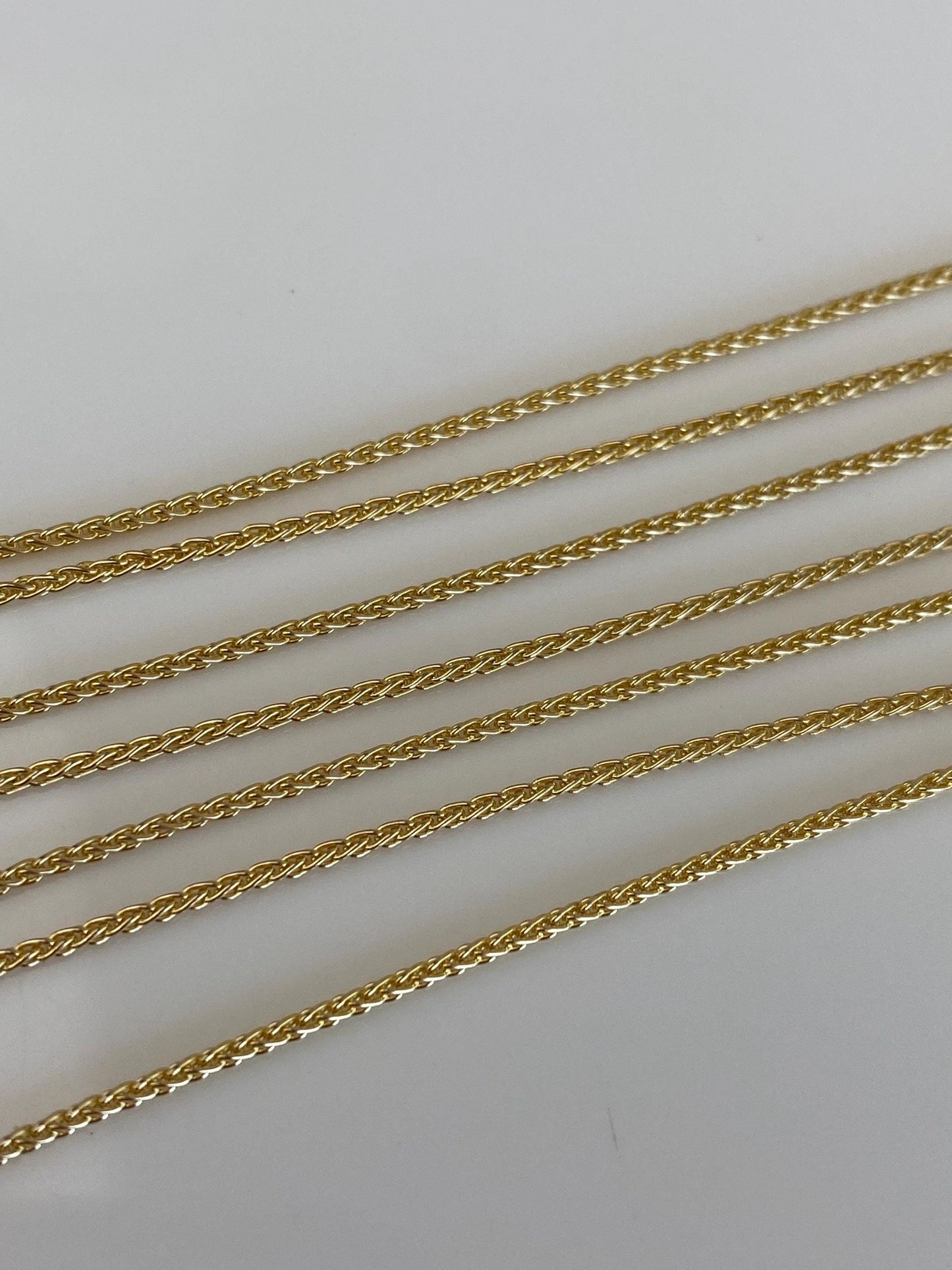 Vintage Solid 14k Yellow Gold Slim Wheat Chain Necklace - 20 inches