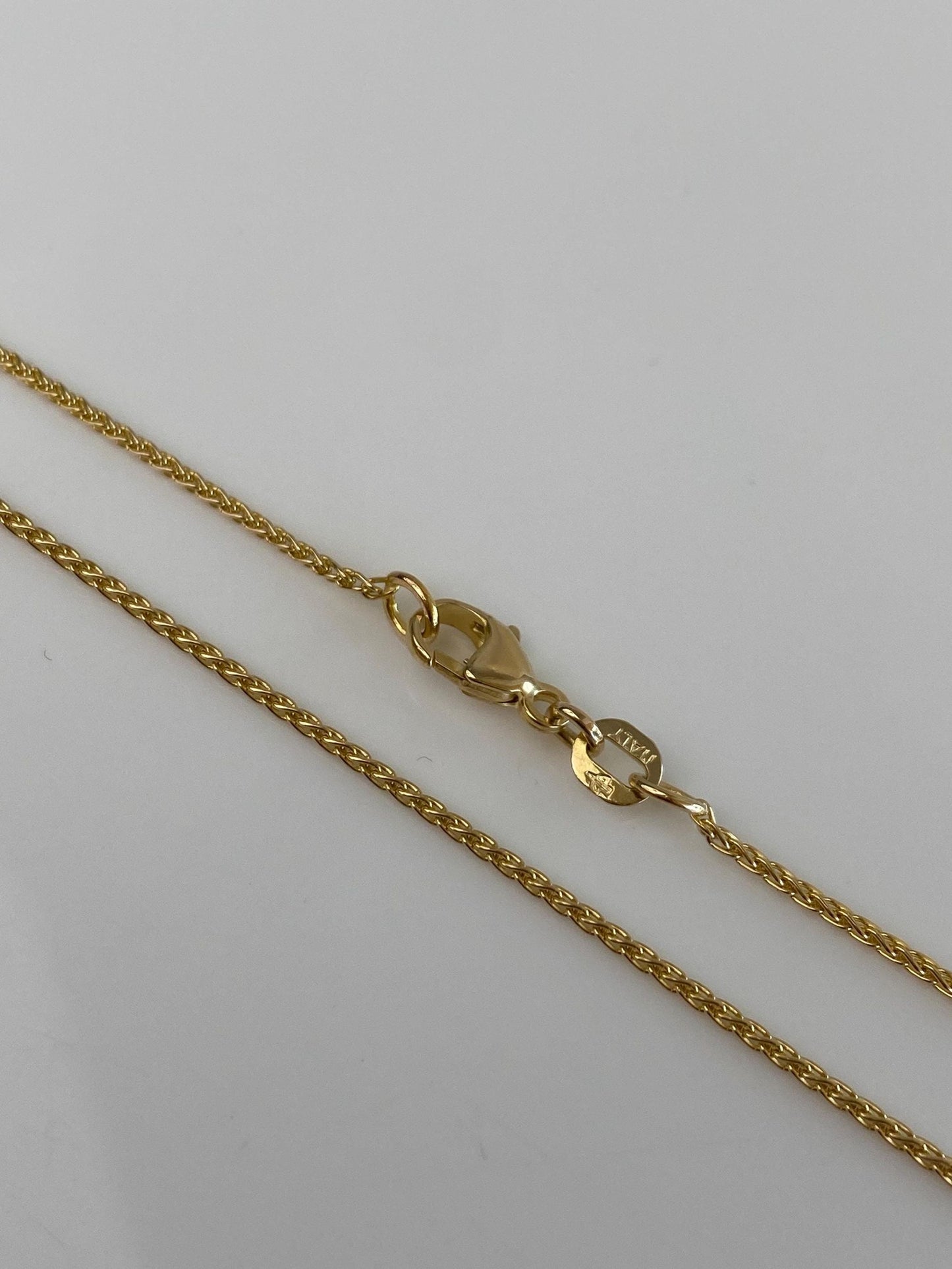 Vintage Solid 14k Yellow Gold Slim Wheat Chain Necklace - 20 inches