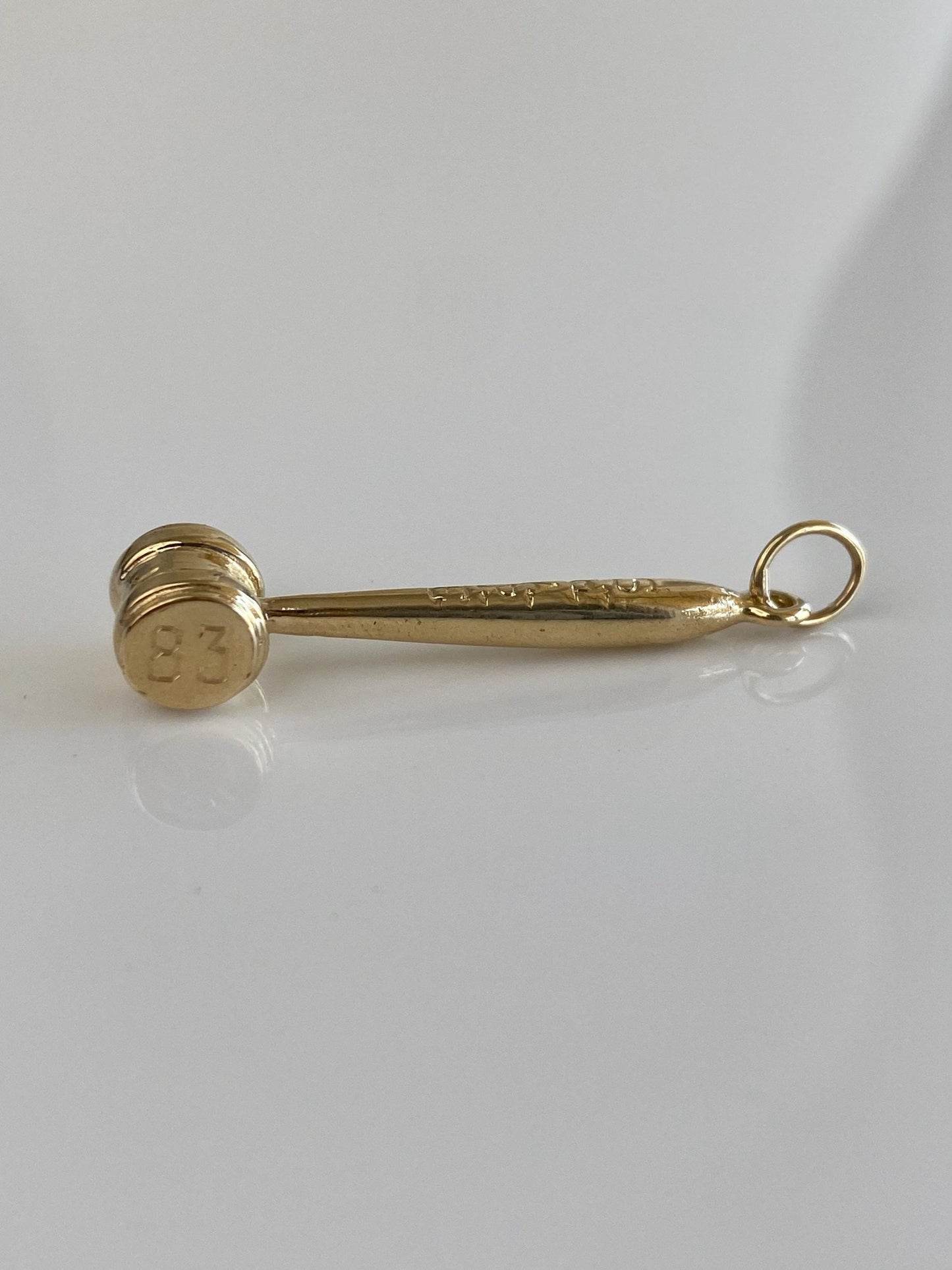 Vintage Solid 14k Yellow Gold Engraved '81 83 SHARE' Gavel Charm