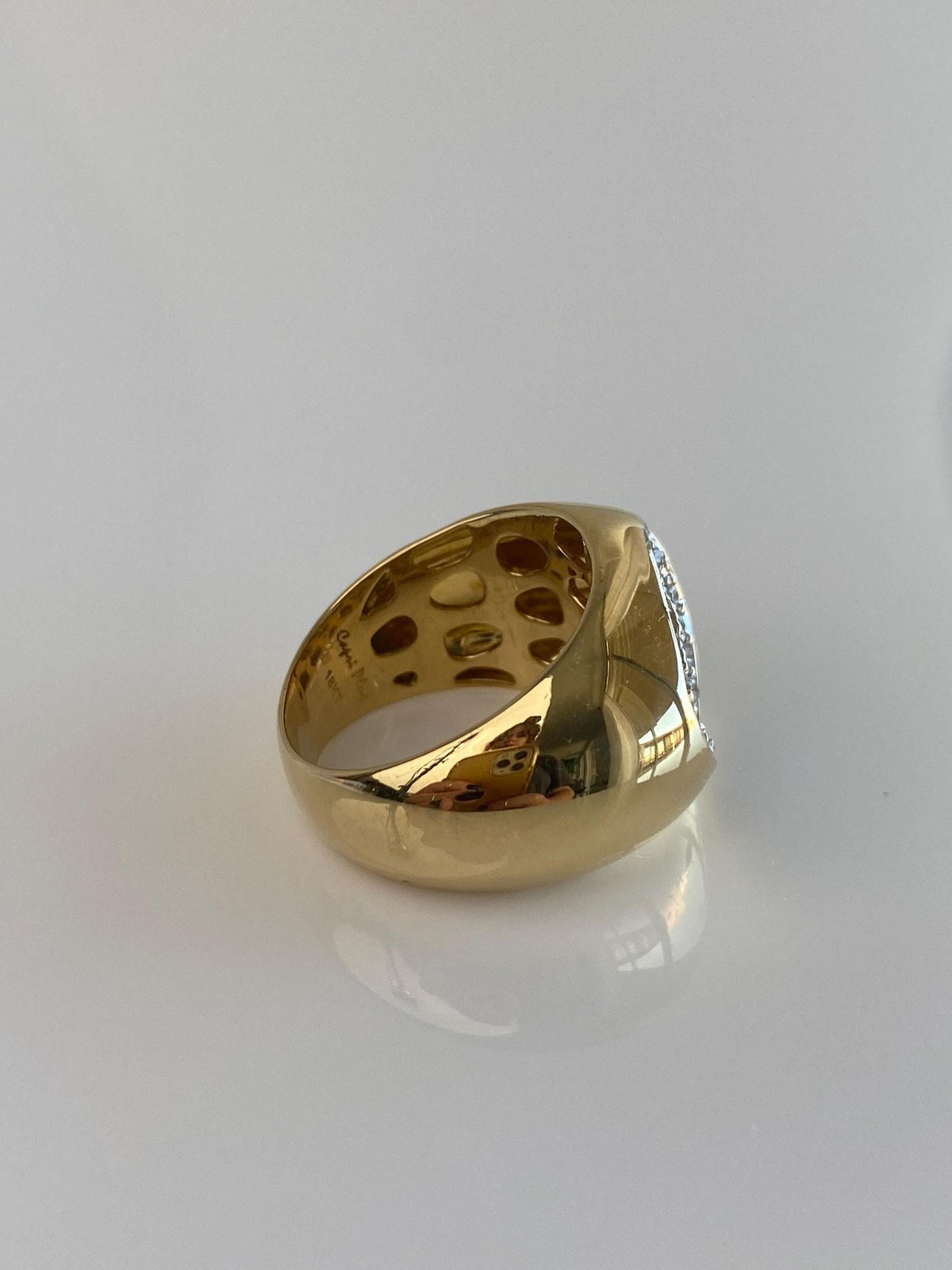 Roberto Coin Capri Plus Solid 18k Yellow Gold Diamonds Domed Ring - Size 8.25