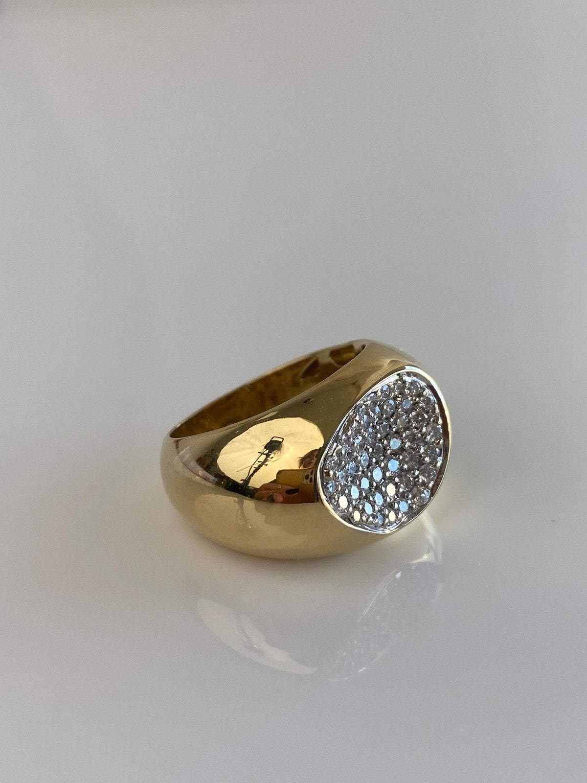 Roberto Coin Capri Plus Solid 18k Yellow Gold Diamonds Domed Ring - Size 8.25