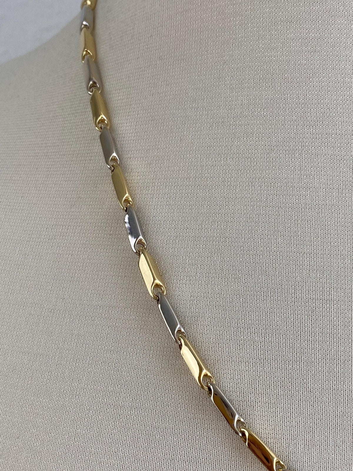 Vintage 18k White & Yellow Gold Link Necklace - 21.75 inches