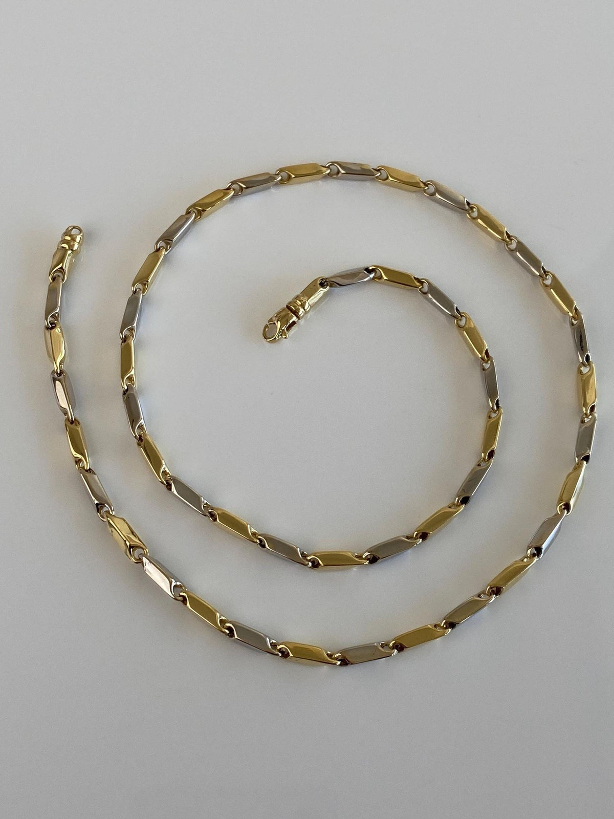 Vintage 18k White & Yellow Gold Link Necklace - 21.75 inches