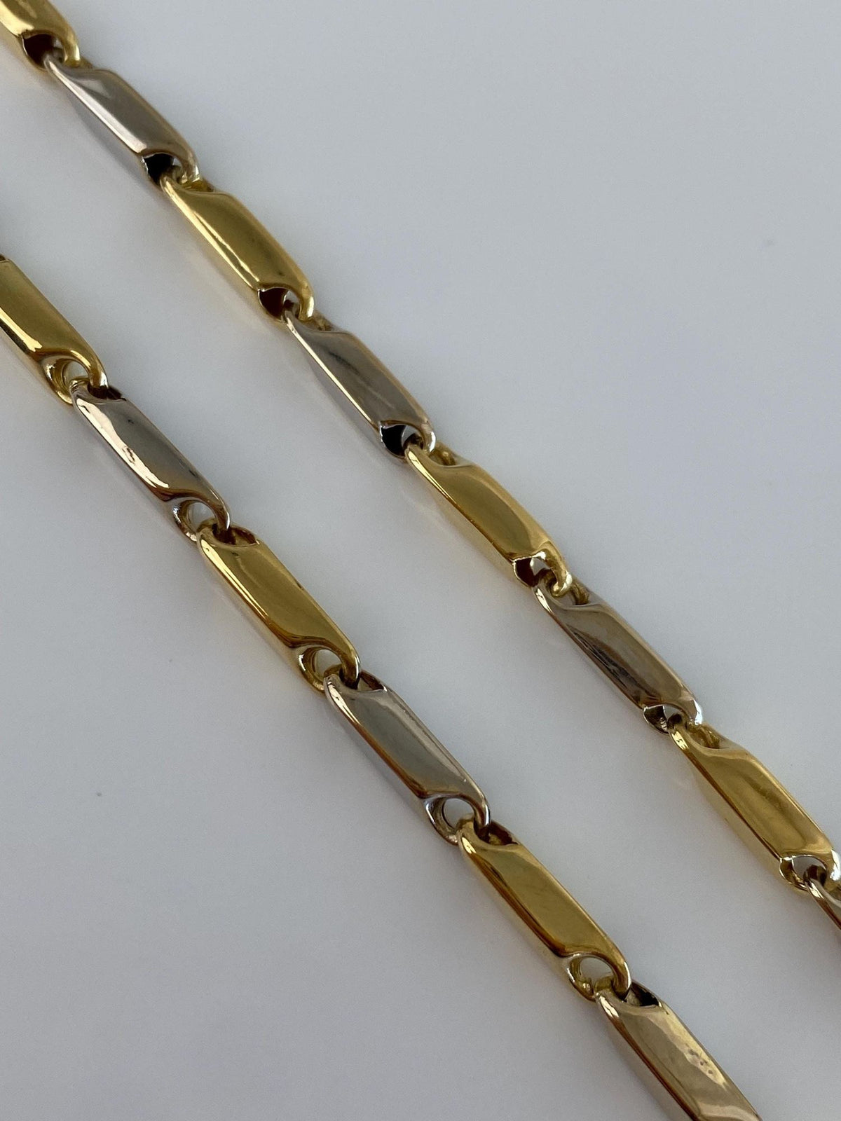Vintage 18k White & Yellow Gold Link Necklace - 21.75 inches