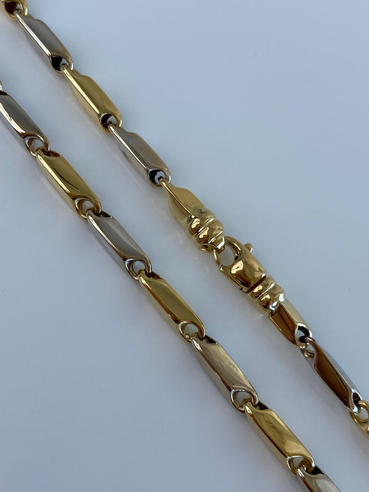 Vintage 18k White & Yellow Gold Link Necklace - 21.75 inches