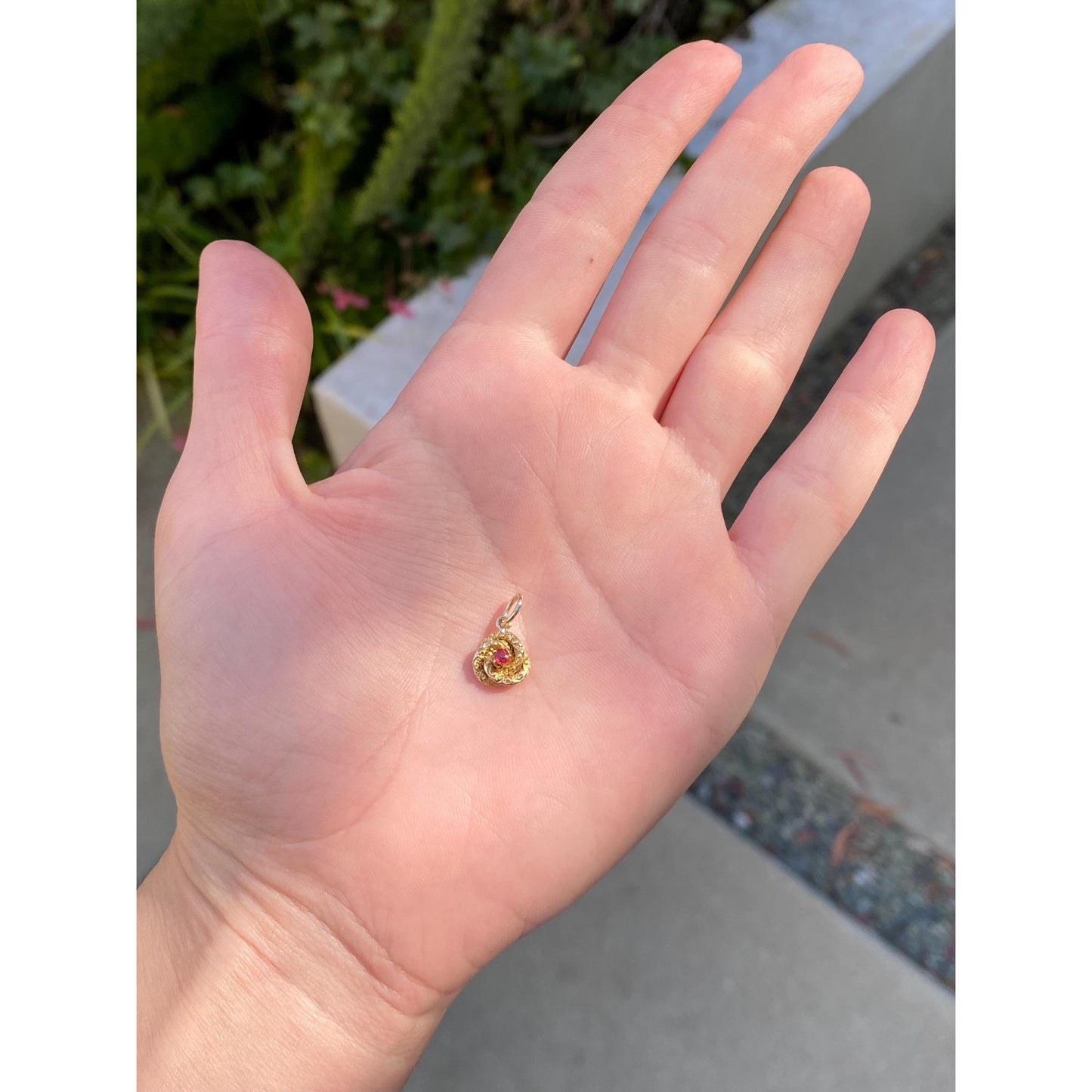 Vintage Solid 10k Yellow Gold Red Cubic Zirconia Knot Stick Pin Conversion Charm