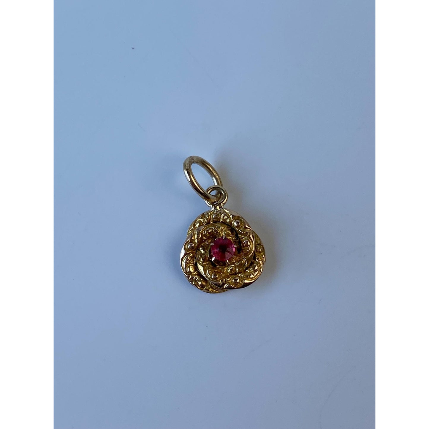Vintage Solid 10k Yellow Gold Red Cubic Zirconia Knot Stick Pin Conversion Charm