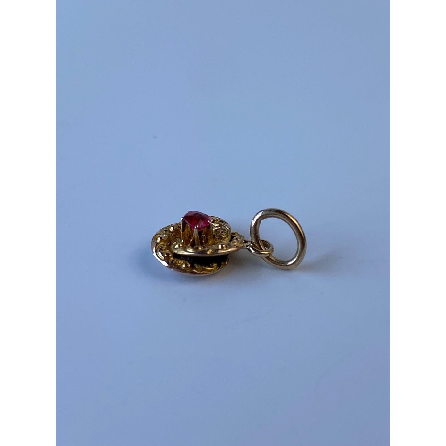 Vintage Solid 10k Yellow Gold Red Cubic Zirconia Knot Stick Pin Conversion Charm