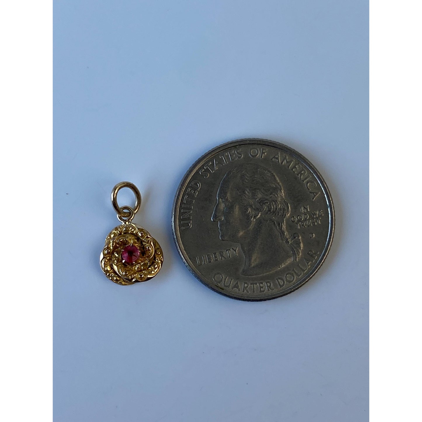 Vintage Solid 10k Yellow Gold Red Cubic Zirconia Knot Stick Pin Conversion Charm