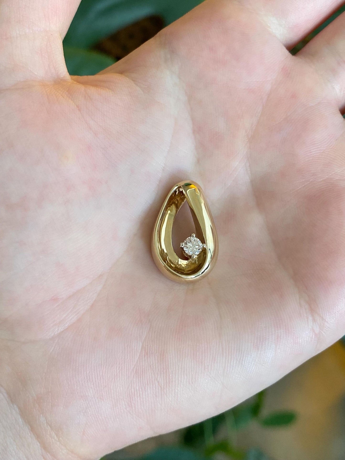 Vintage Solid 14k Yellow Gold Diamond Slide Charm