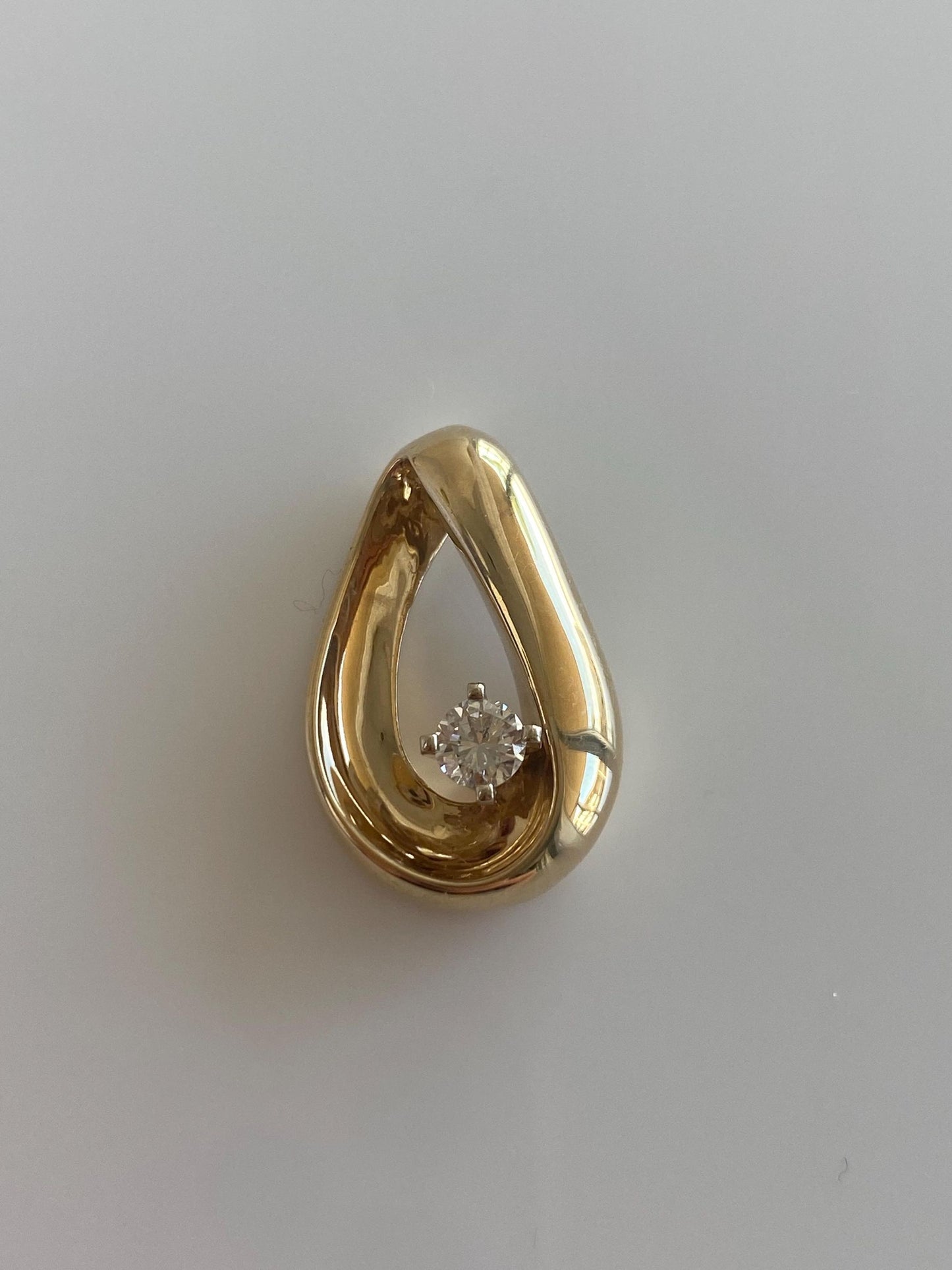 Vintage Solid 14k Yellow Gold Diamond Slide Charm