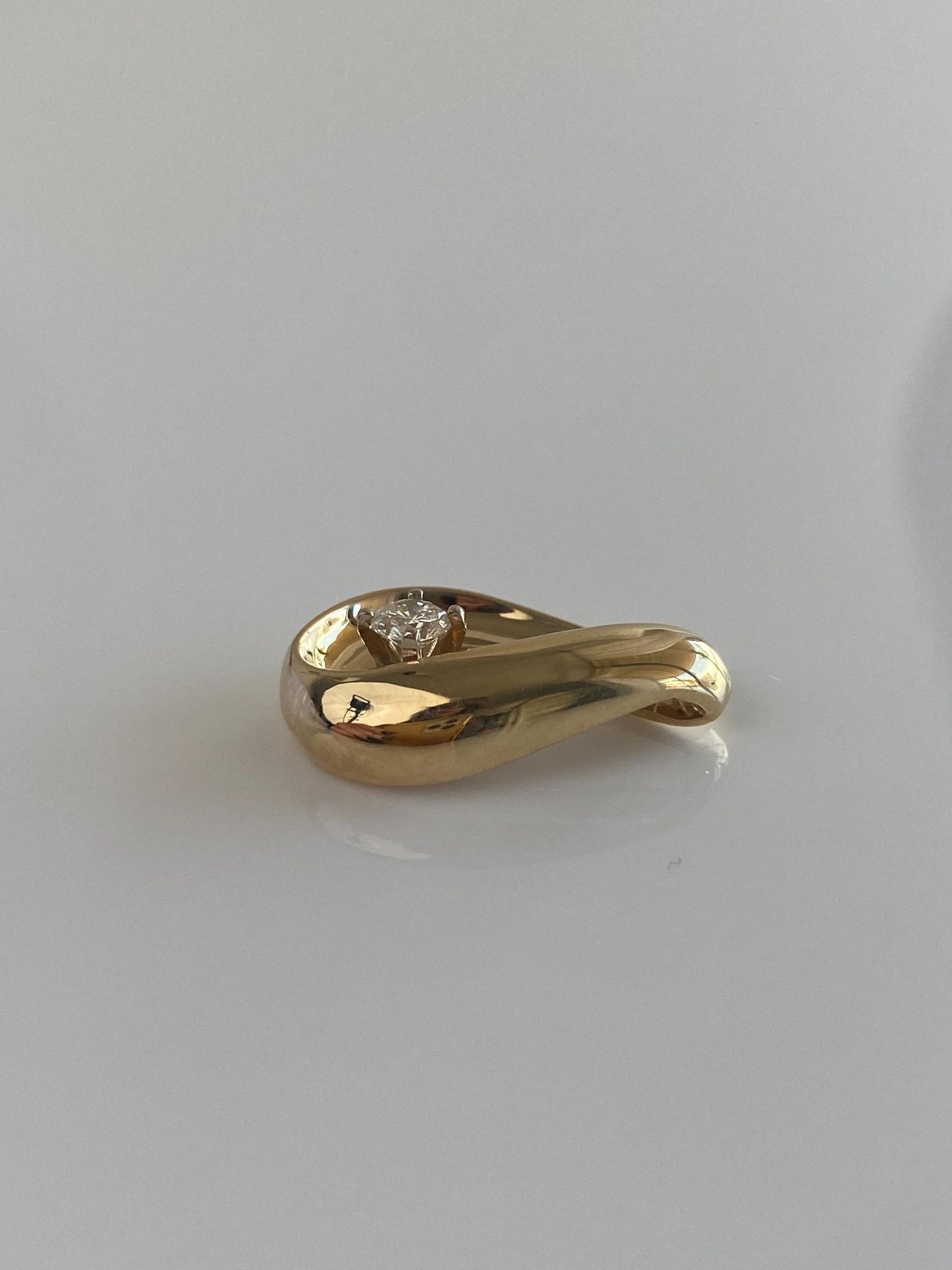 Vintage Solid 14k Yellow Gold Diamond Slide Charm